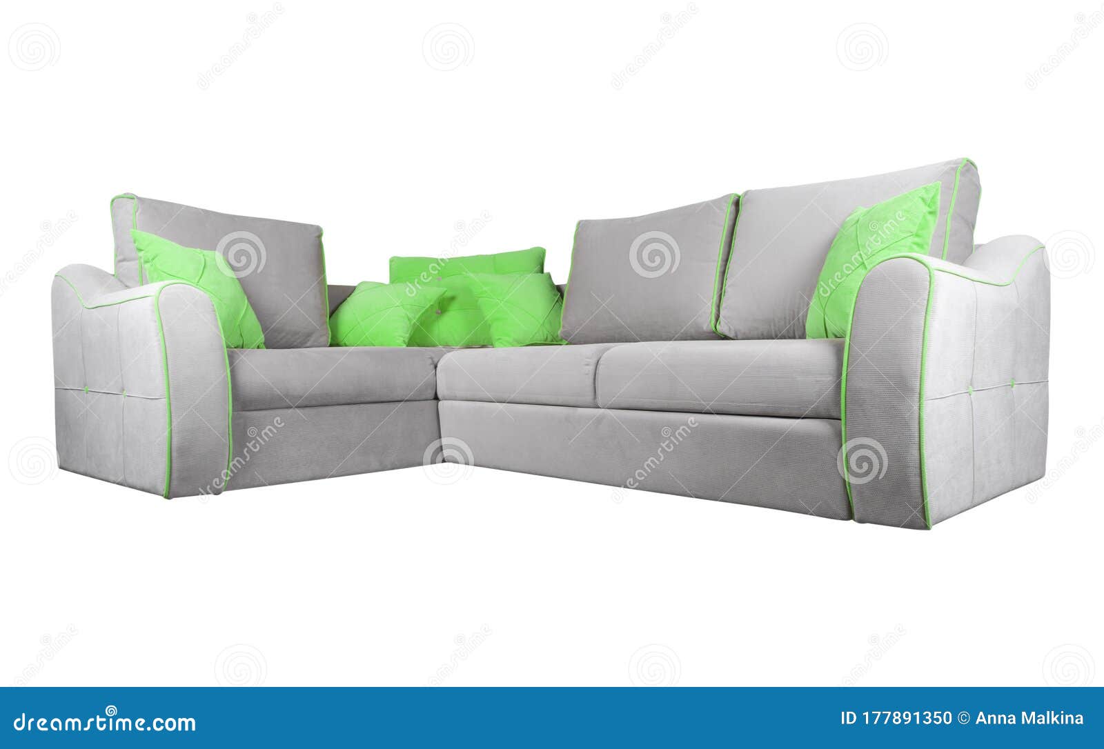 green and gray pillows