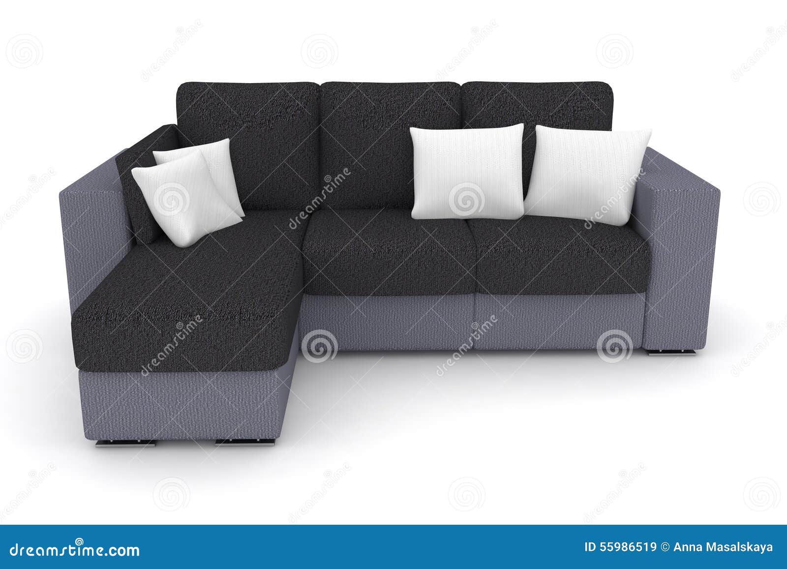Gray Sofa with White Pillows Stock Illustration Illustration of