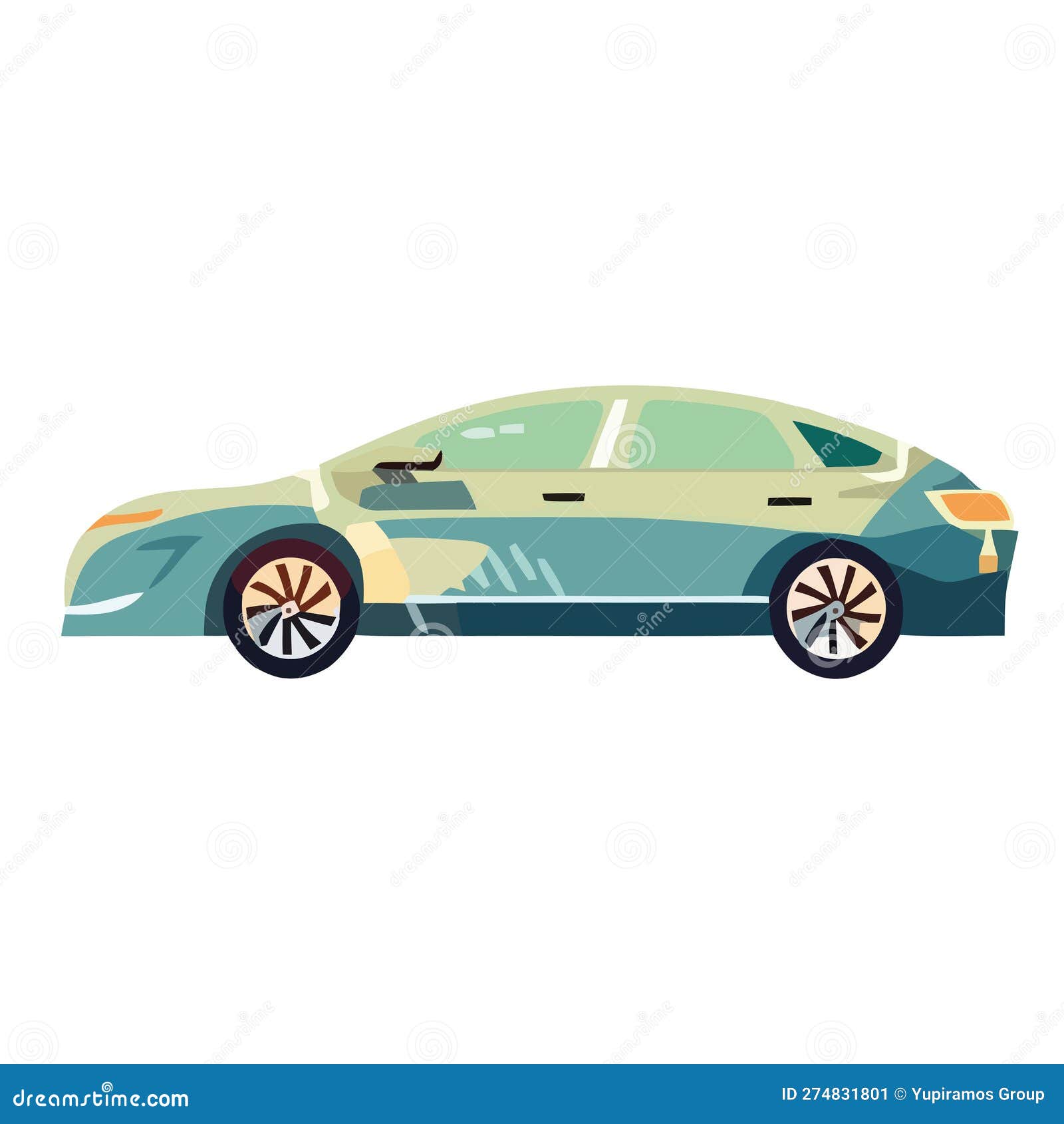 Gray Sports Car Driving on Modern Road Stock Vector - Illustration of