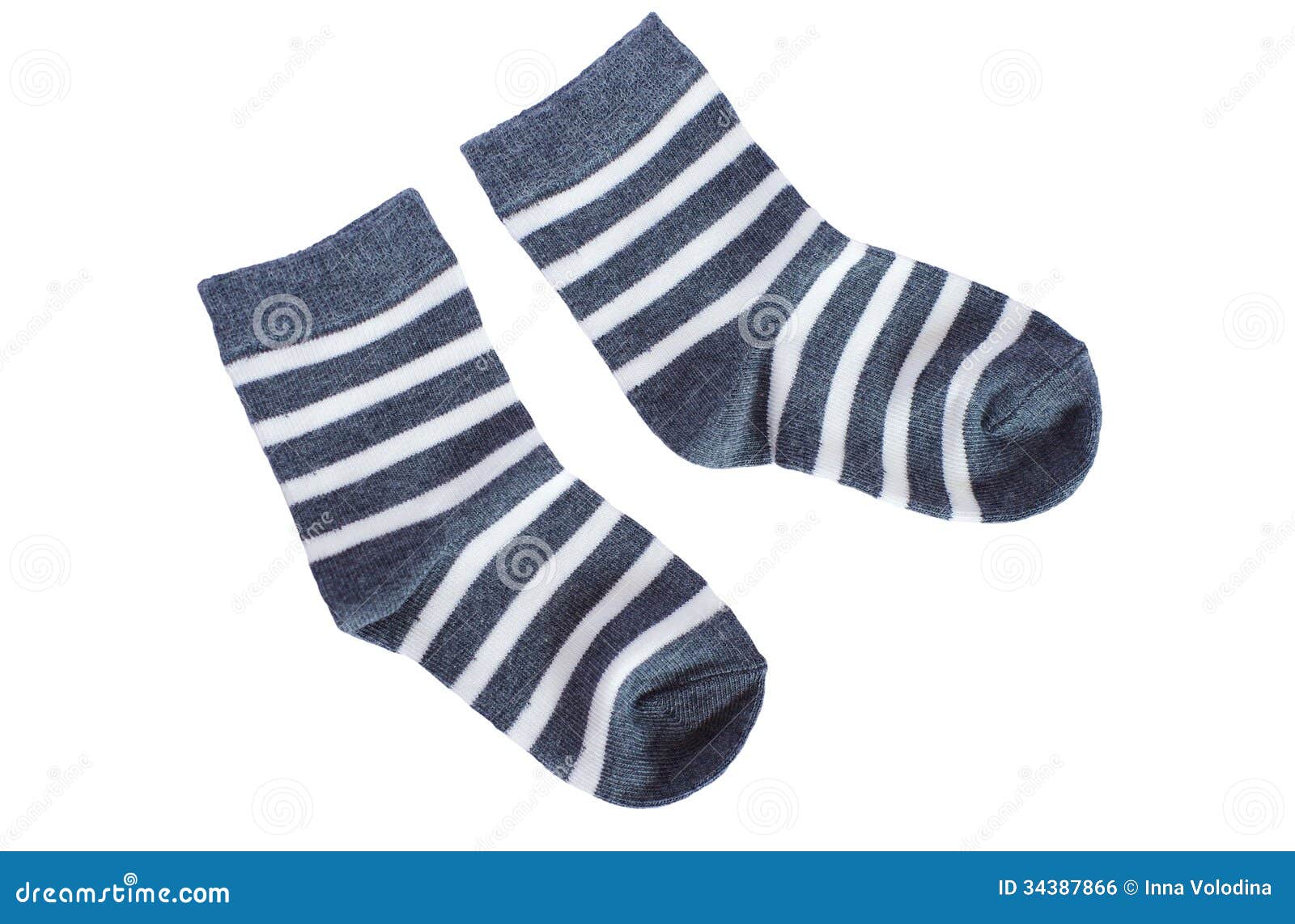 Gray Striped Baby Socks on White Background Stock Photo - Image of ...