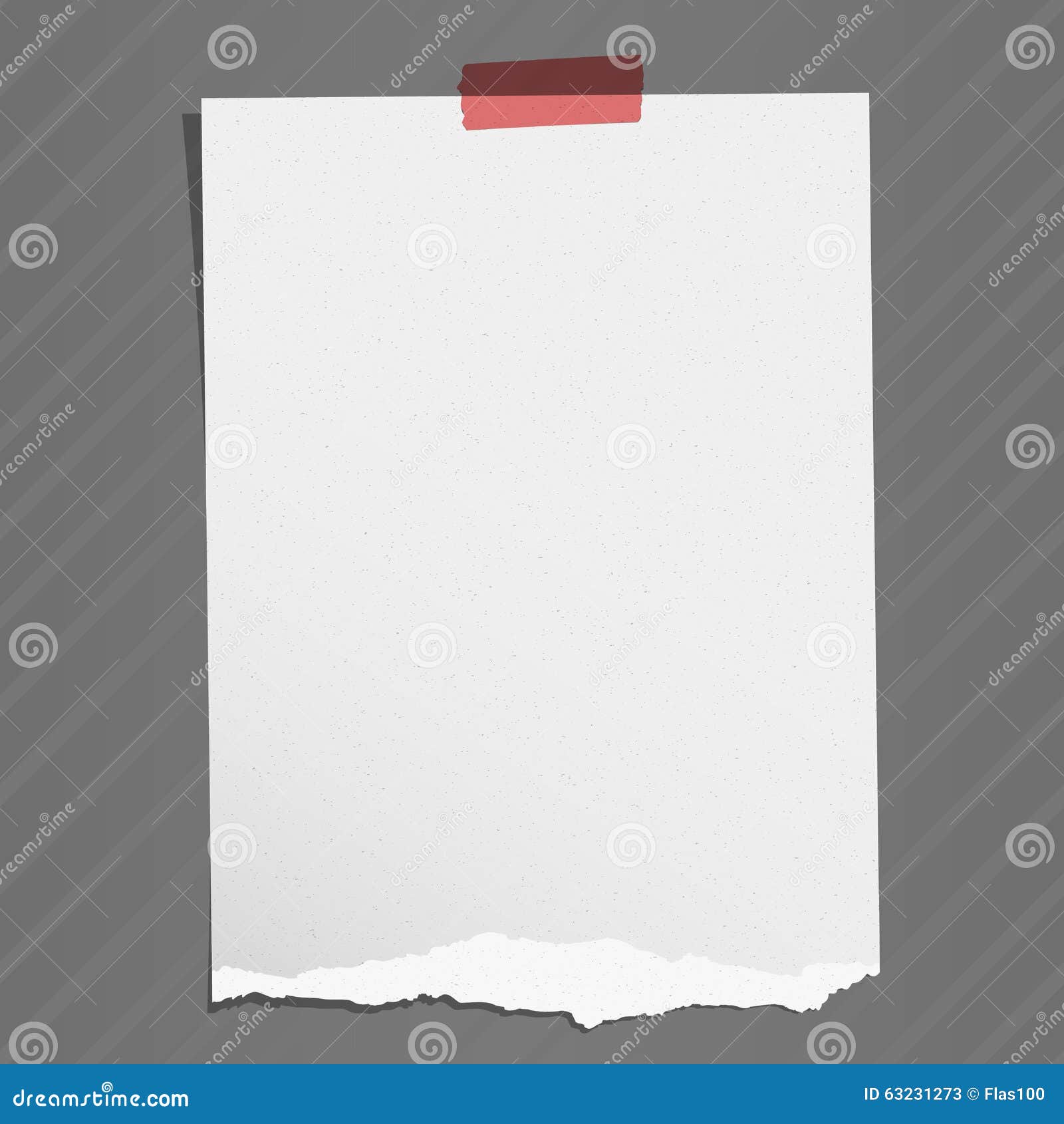 Gray Torn Grainy Note Paper with Adhesive Tape Stock Vector