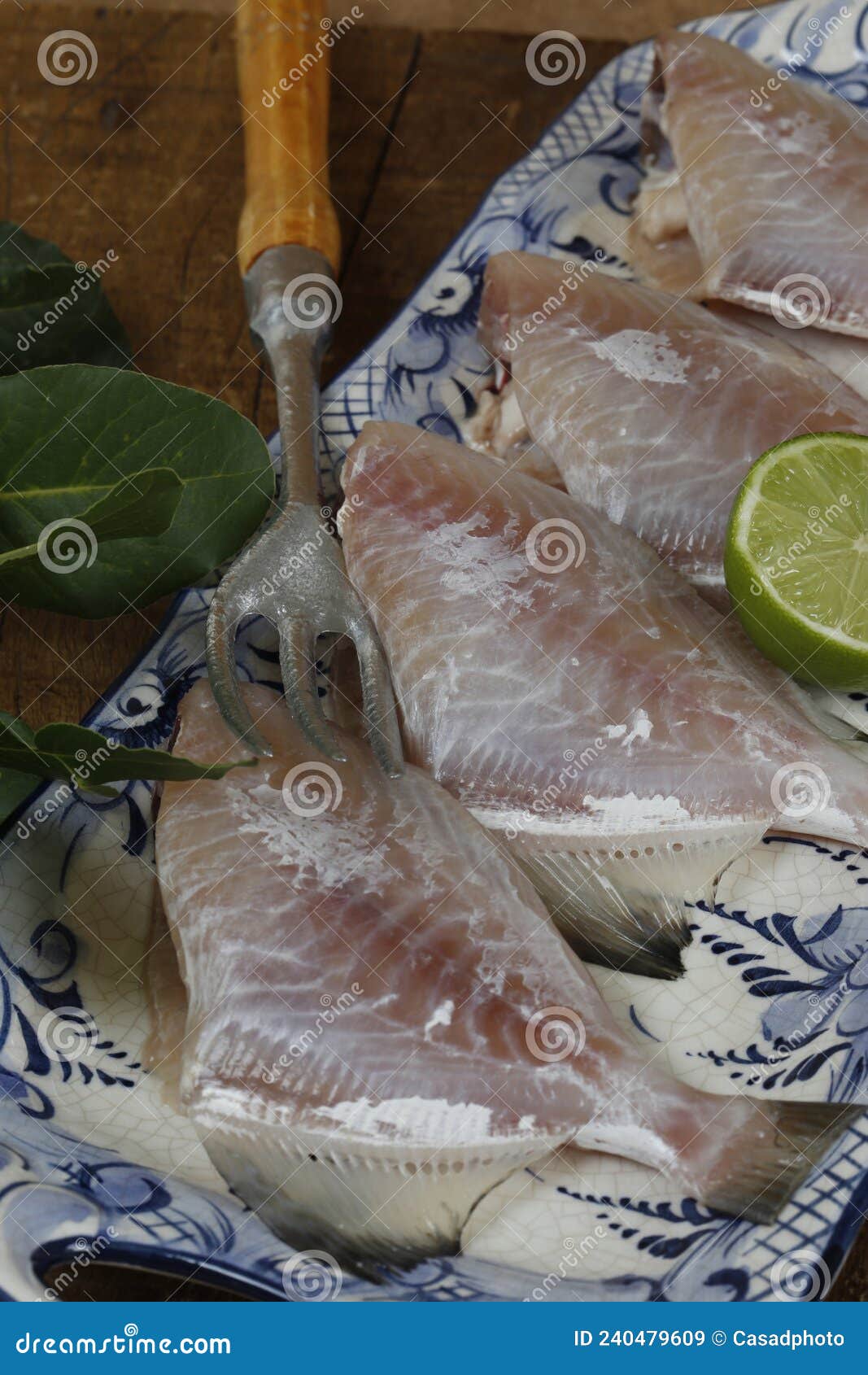 gray triggerfish, or porquinho in portuguese, on dishware