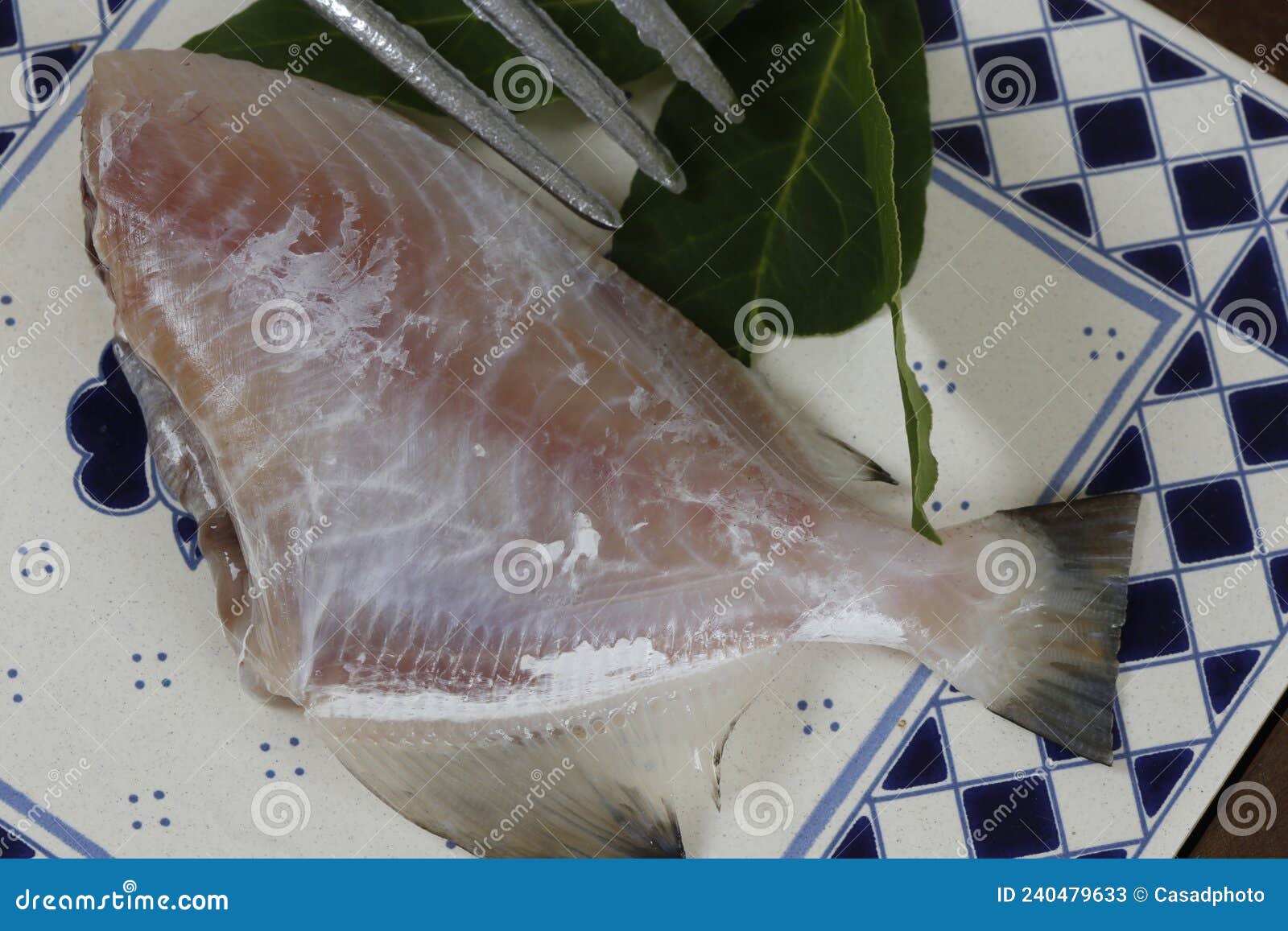 gray triggerfish, or porquinho in portuguese, on dishware