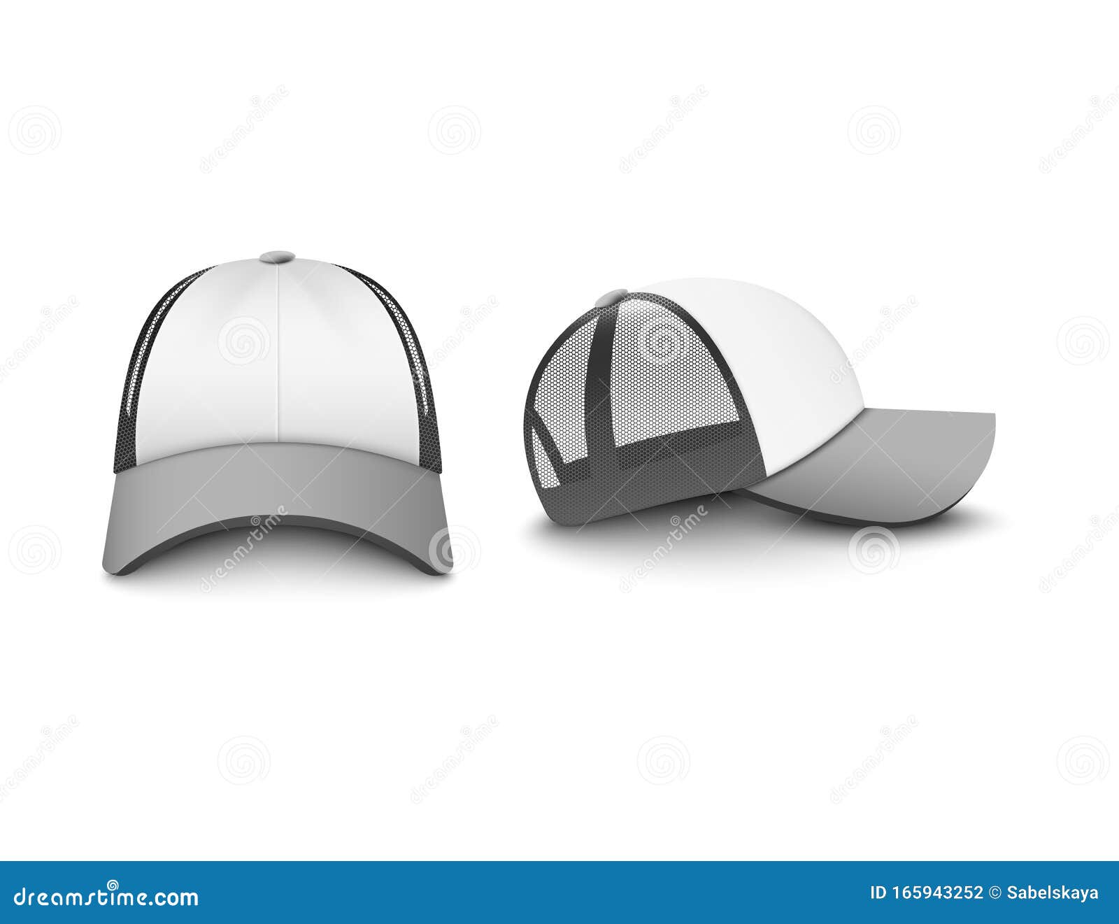 Download Gray And White Trucker Cap Set Of Realistic Vector ...