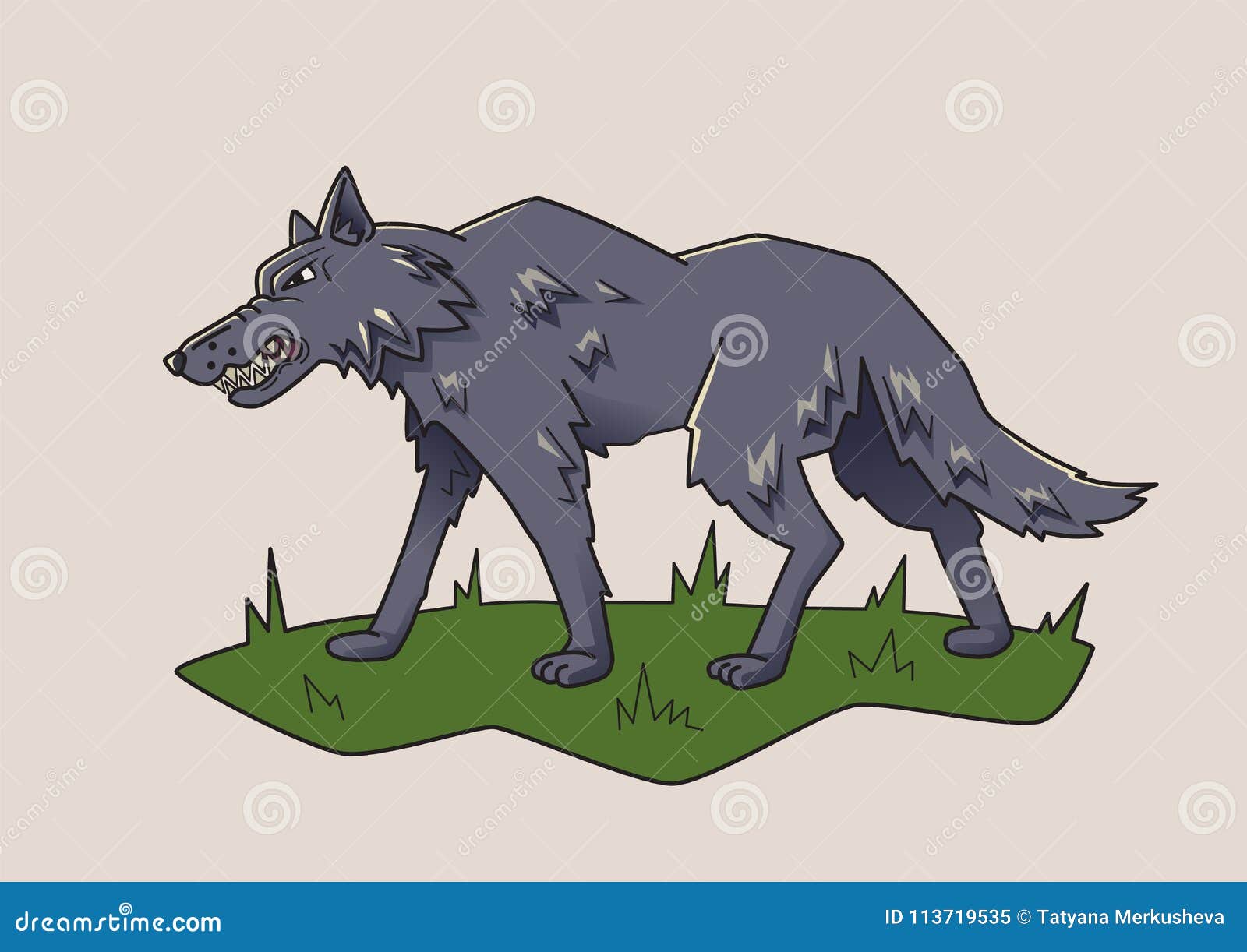 Wolf, Dangerous Beast. Vector Isolated Illustration. Stock Vector ...