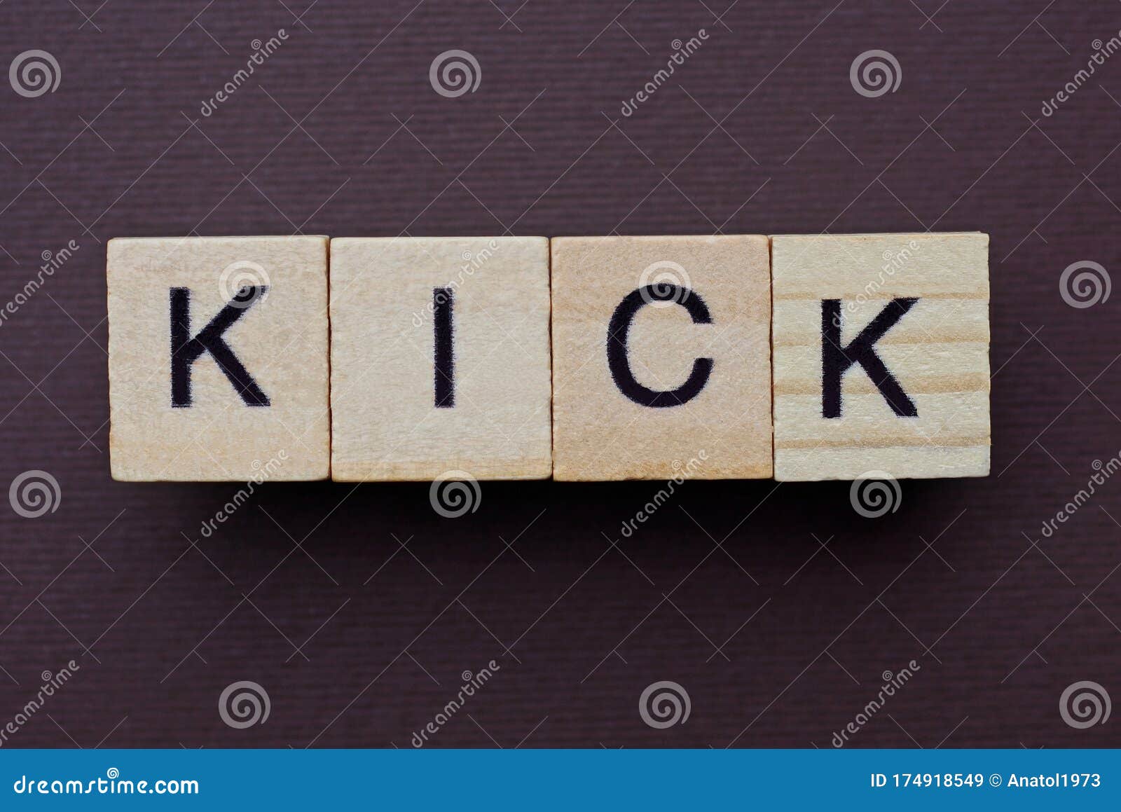 Gray Word Kick from Small Wooden Letters Stock Image Image of design