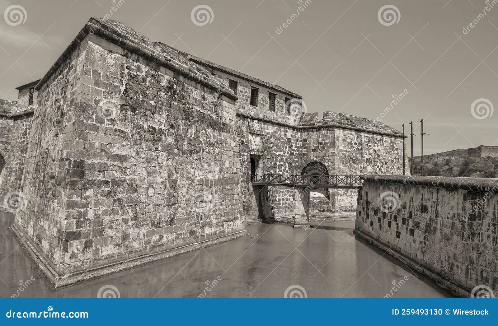 grayscale of la real fuerza castle in havana, cuba