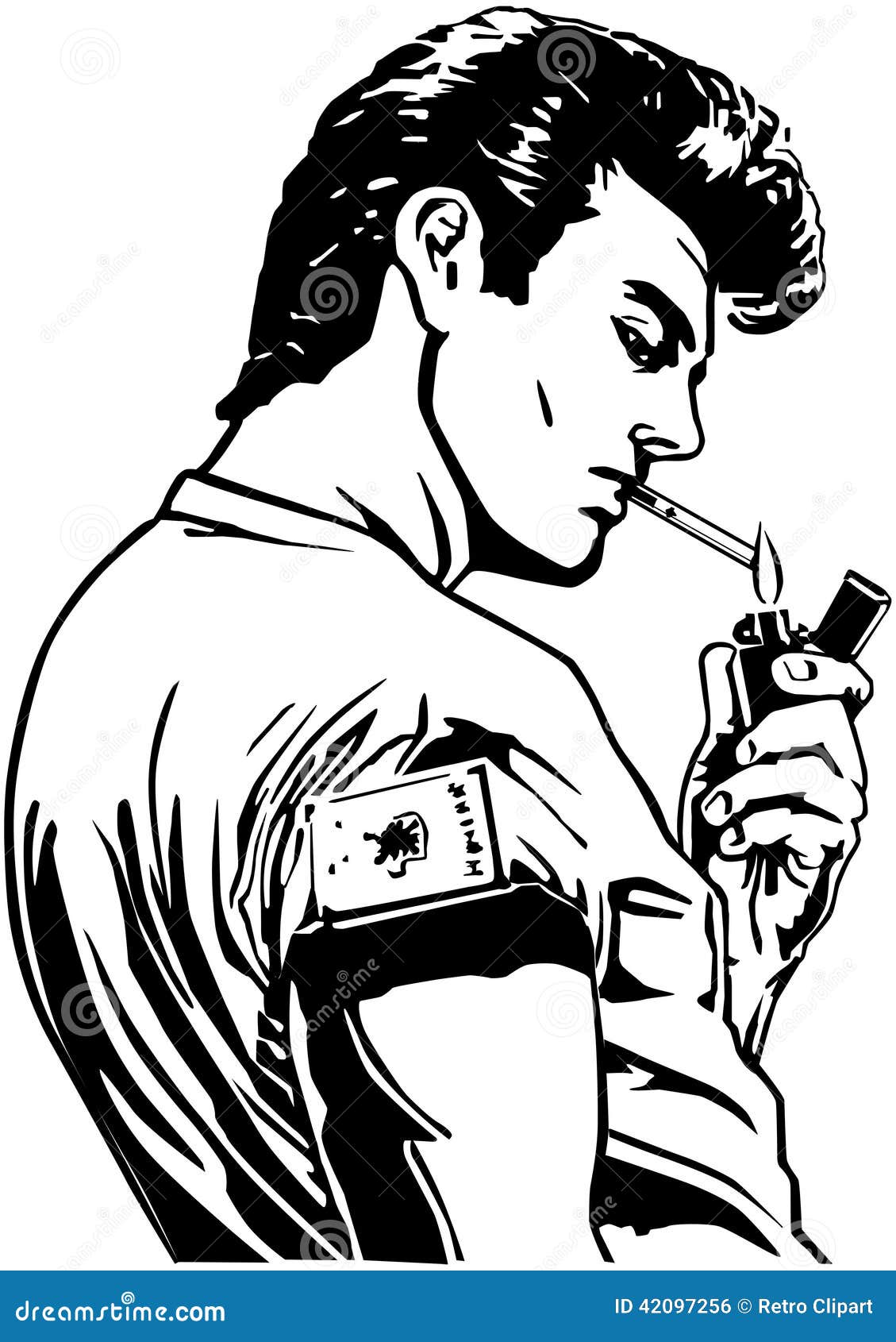 Greaser Lighting Cigarette Stock Vector - Image: 42097256