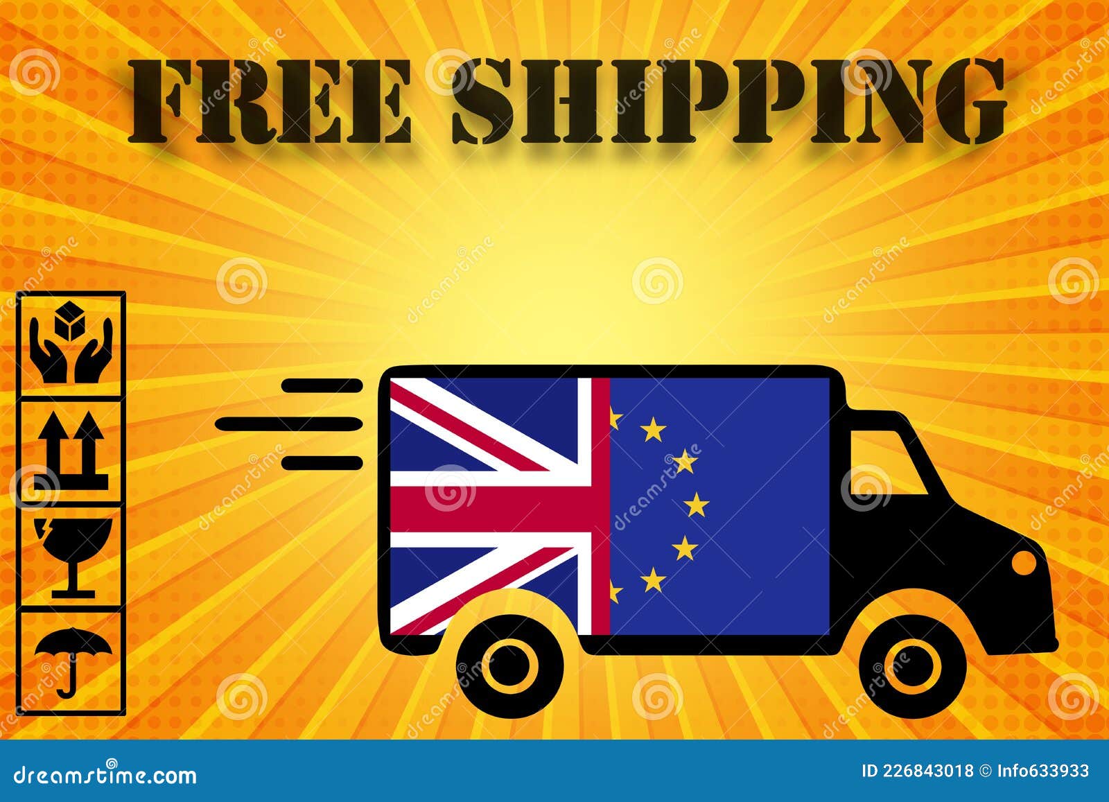 Great Britain and European Union Logistics Concept. Black Commercial ...