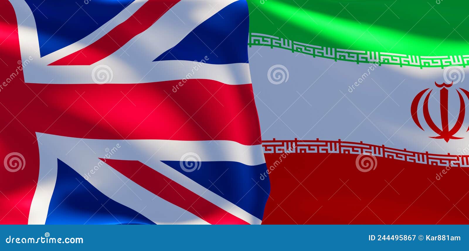 Great Britain and Iran Flags. Great Britain Flag and Iran Flag Stock