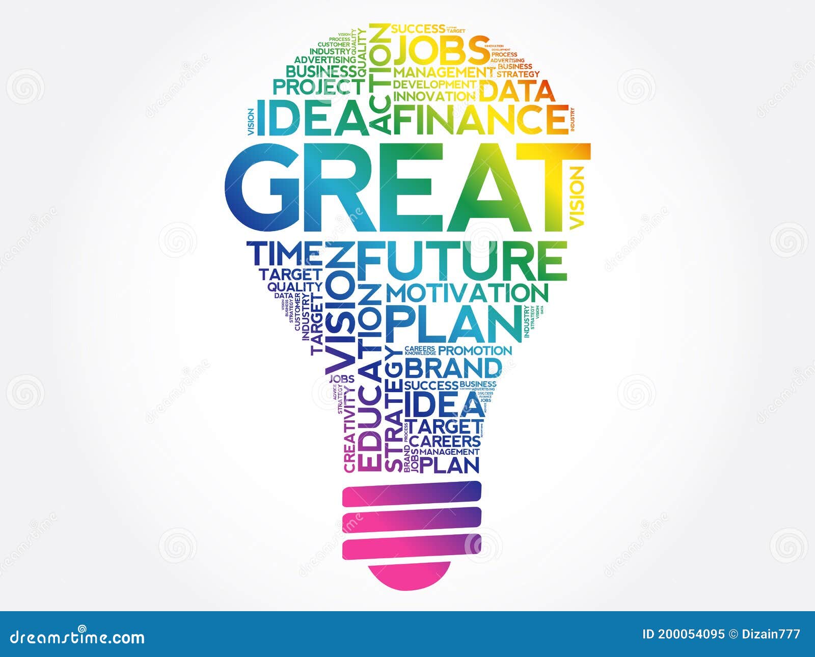 GREAT Bulb Word Cloud Collage Stock Illustration Illustration of
