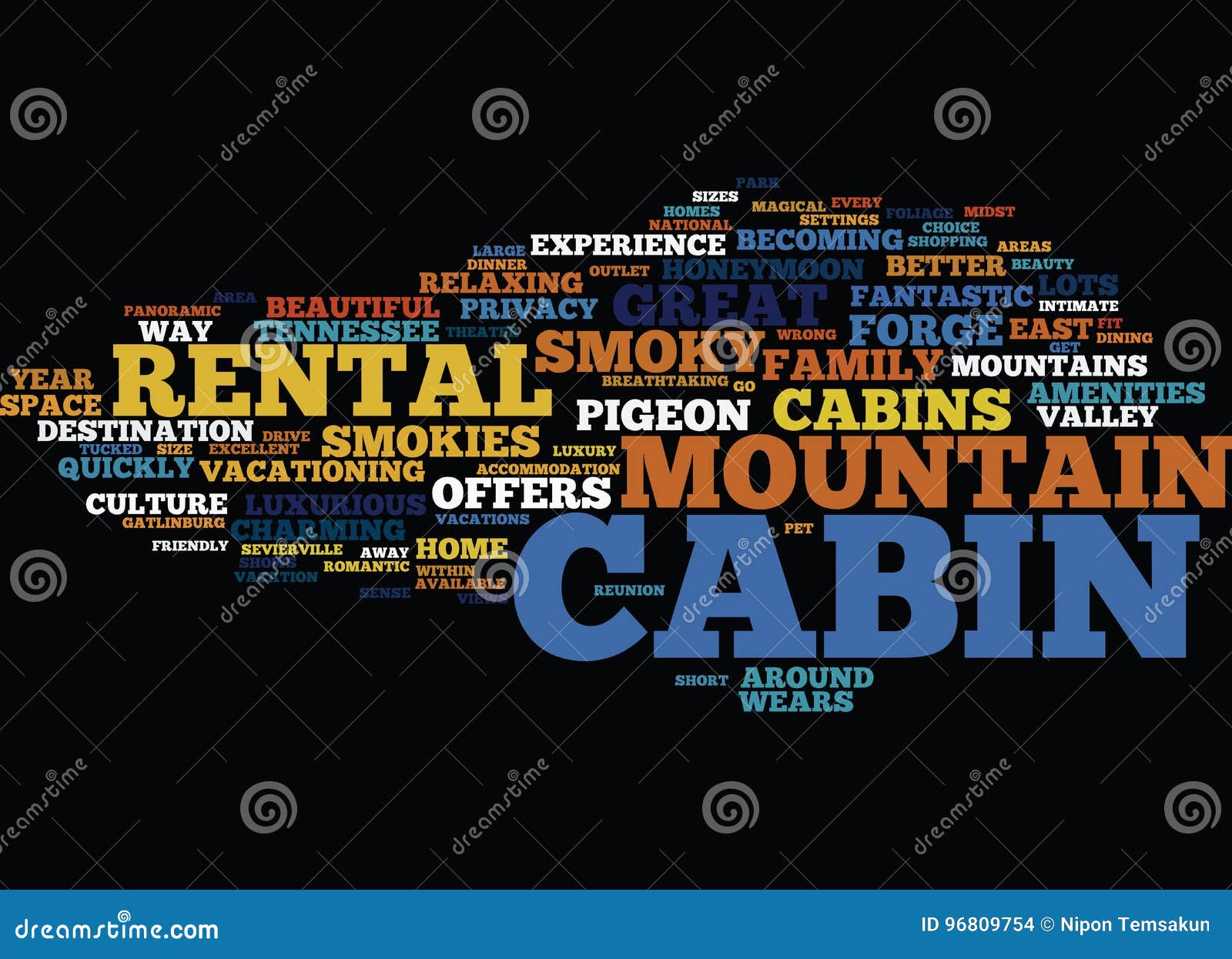 great cabin in the smokies word cloud concept