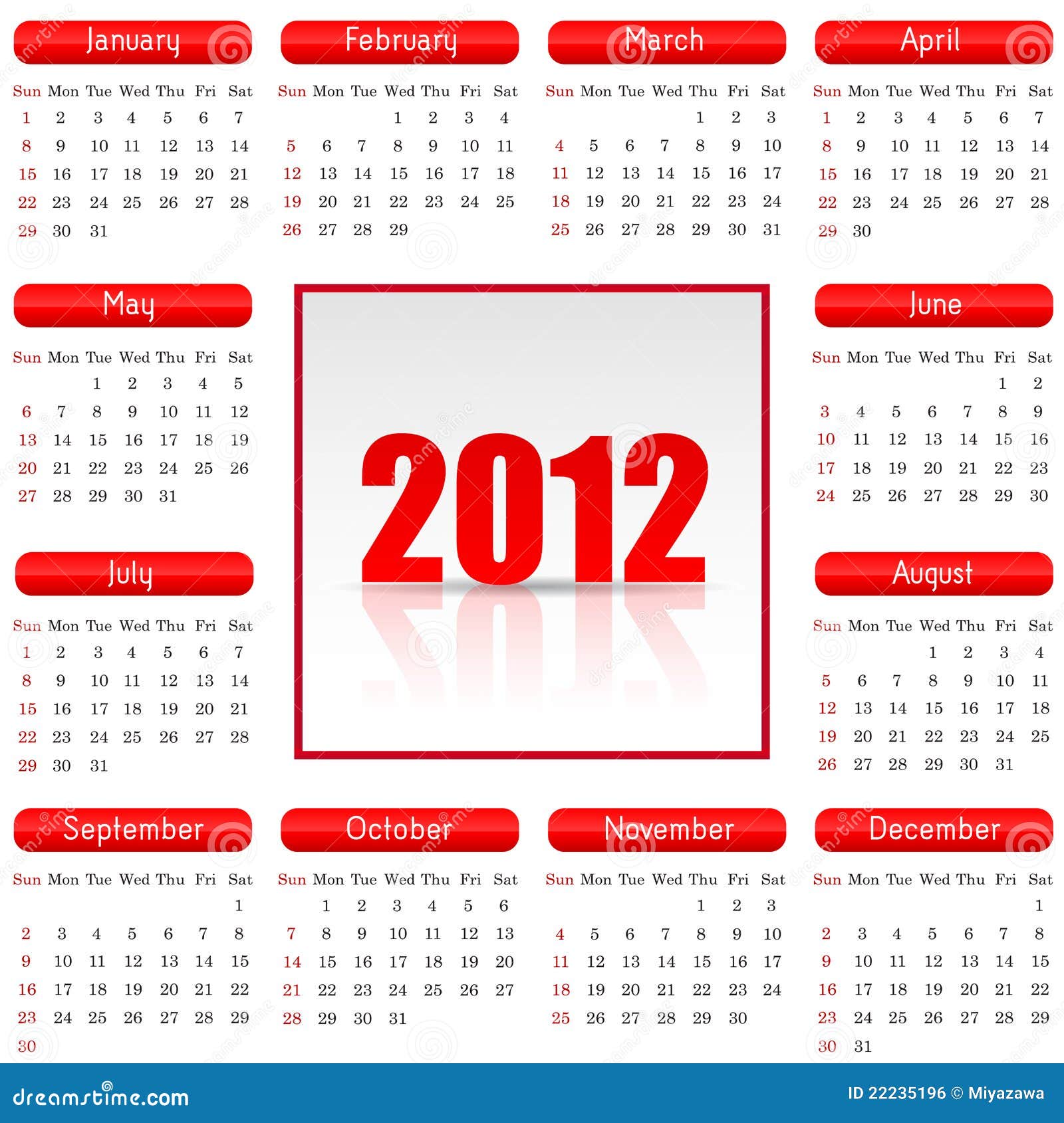 Great Calendar For 2012 Stock Illustration Illustration Of Gray 22235196