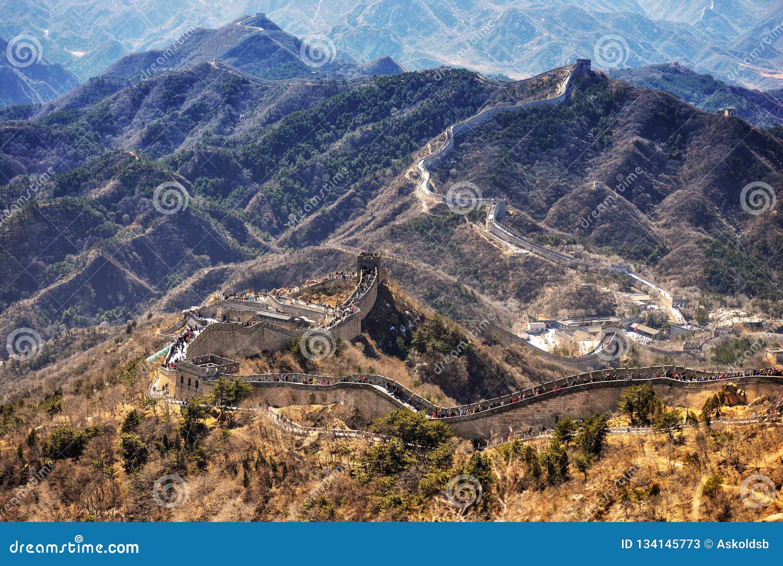 Great Chinese Wall In The Mountains Near Beijing Stock Image - Image of historic, world: 134145773