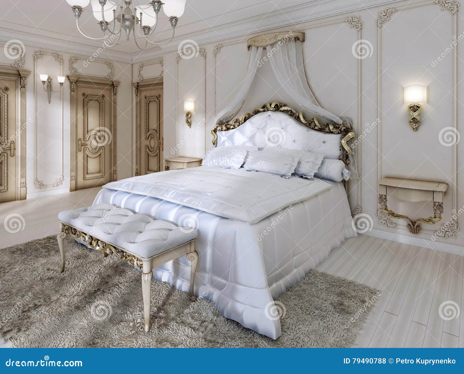 Great Classic Fourposter Bed and Soft White Comforter with Pill Stock