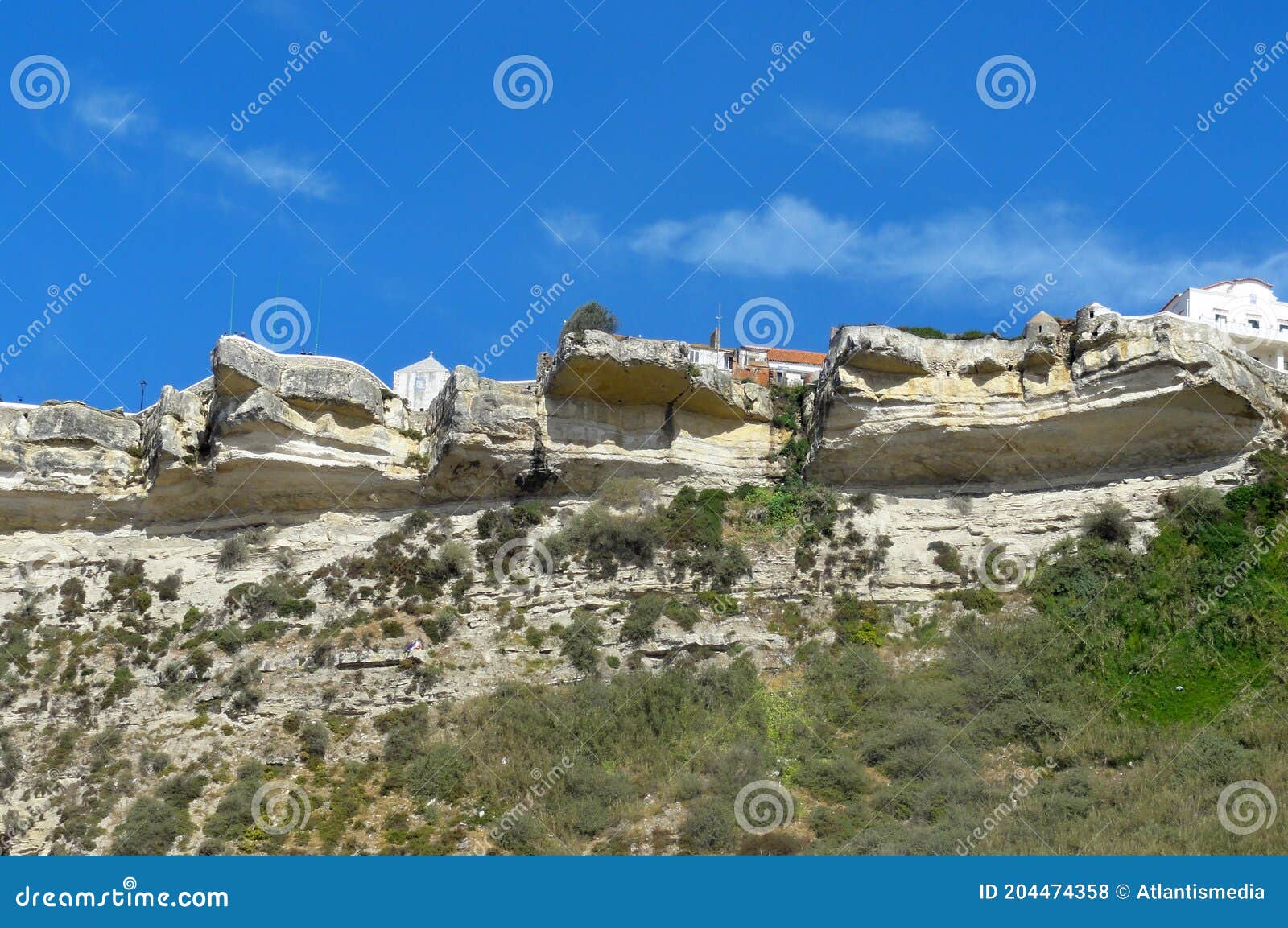 rough cliffs from the sitio in nazare, centro - portugal