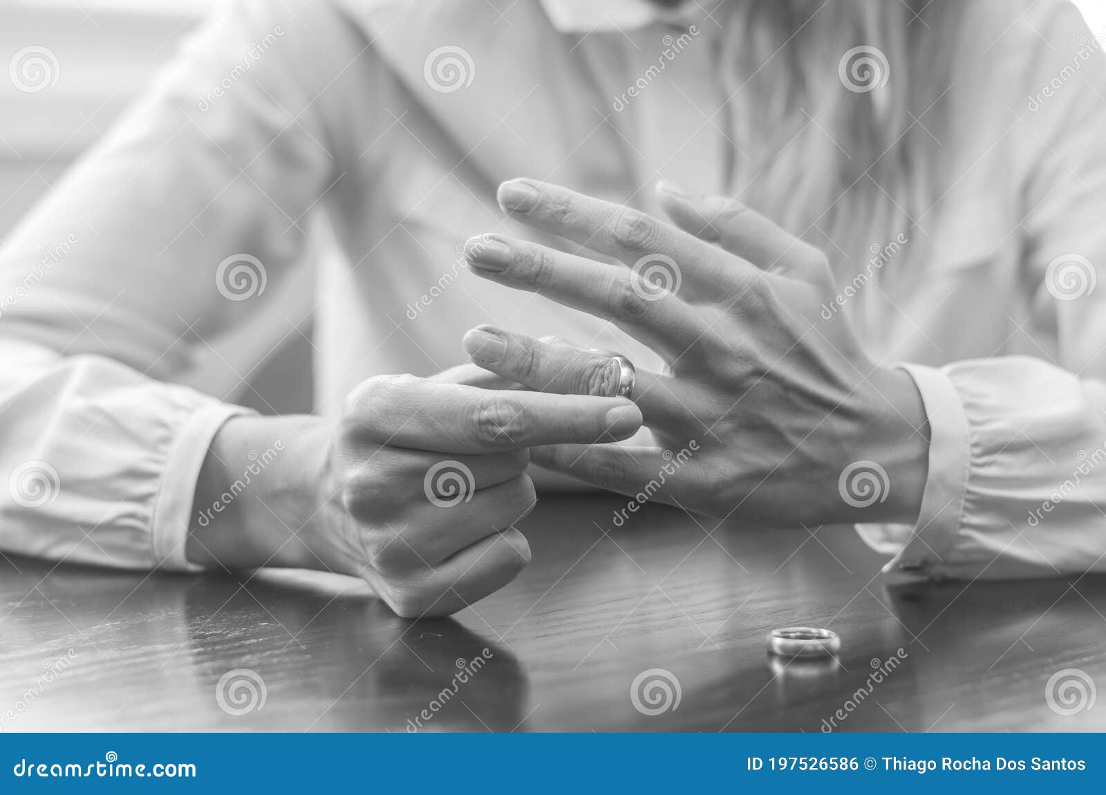 Great Concept of Divorce, Ending of Relationship, Young Woman Pulling