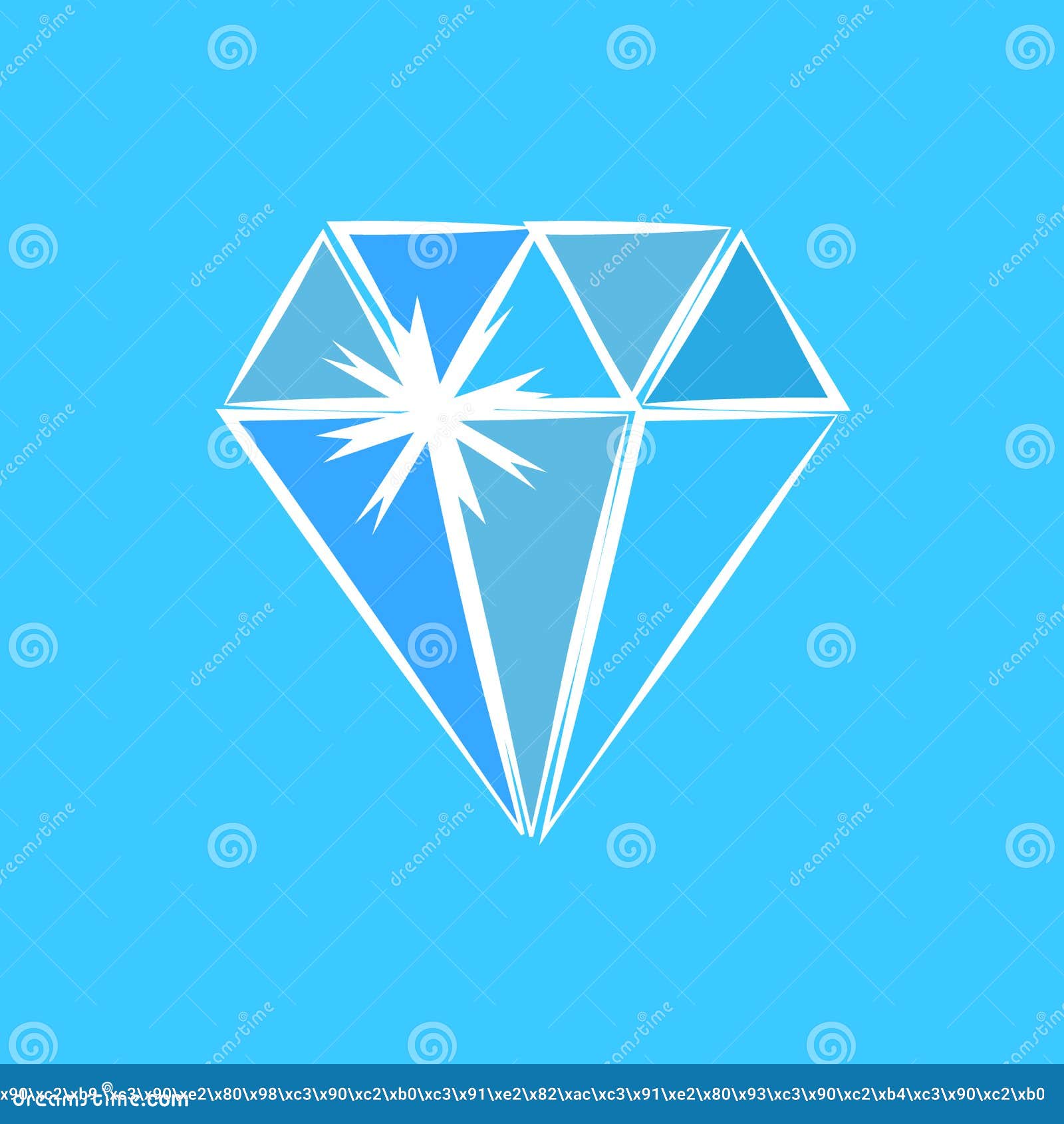 Great Design of the Big Light Blue Diamond on a Blue Background Stock