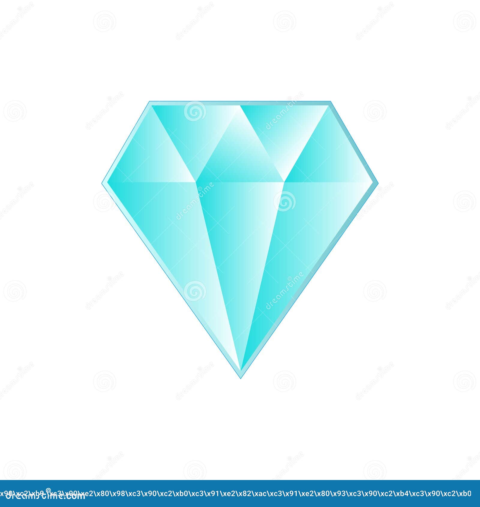 Great Design of the Big Light Blue Diamond on a White Background Stock