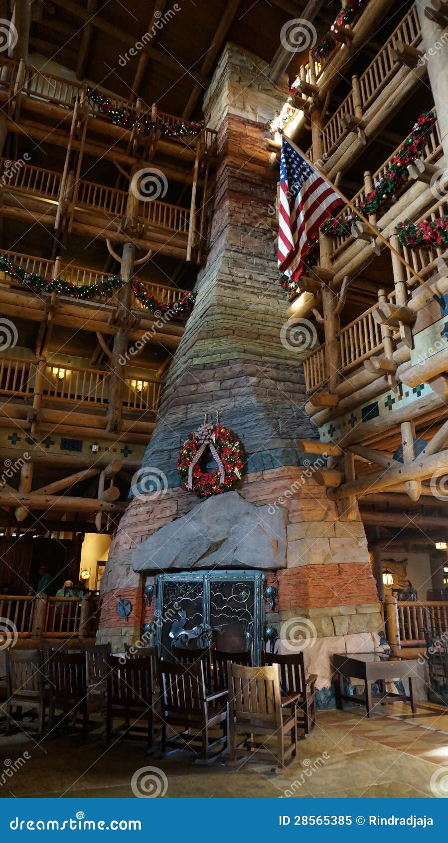 The Great Fireplace at Wilderness Lodge Editorial Image Image of