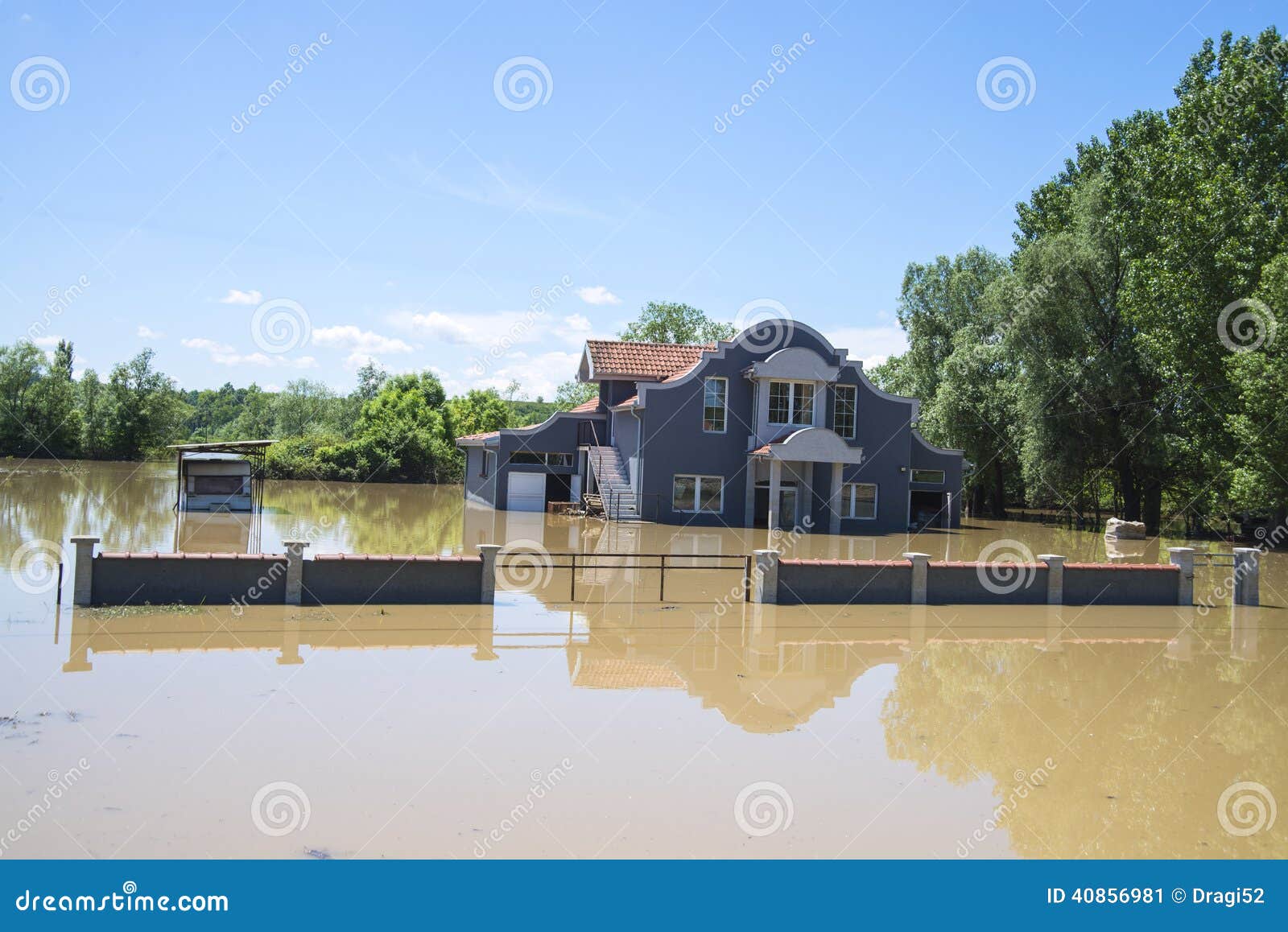 Great flood which included houses, fields, forests and roads