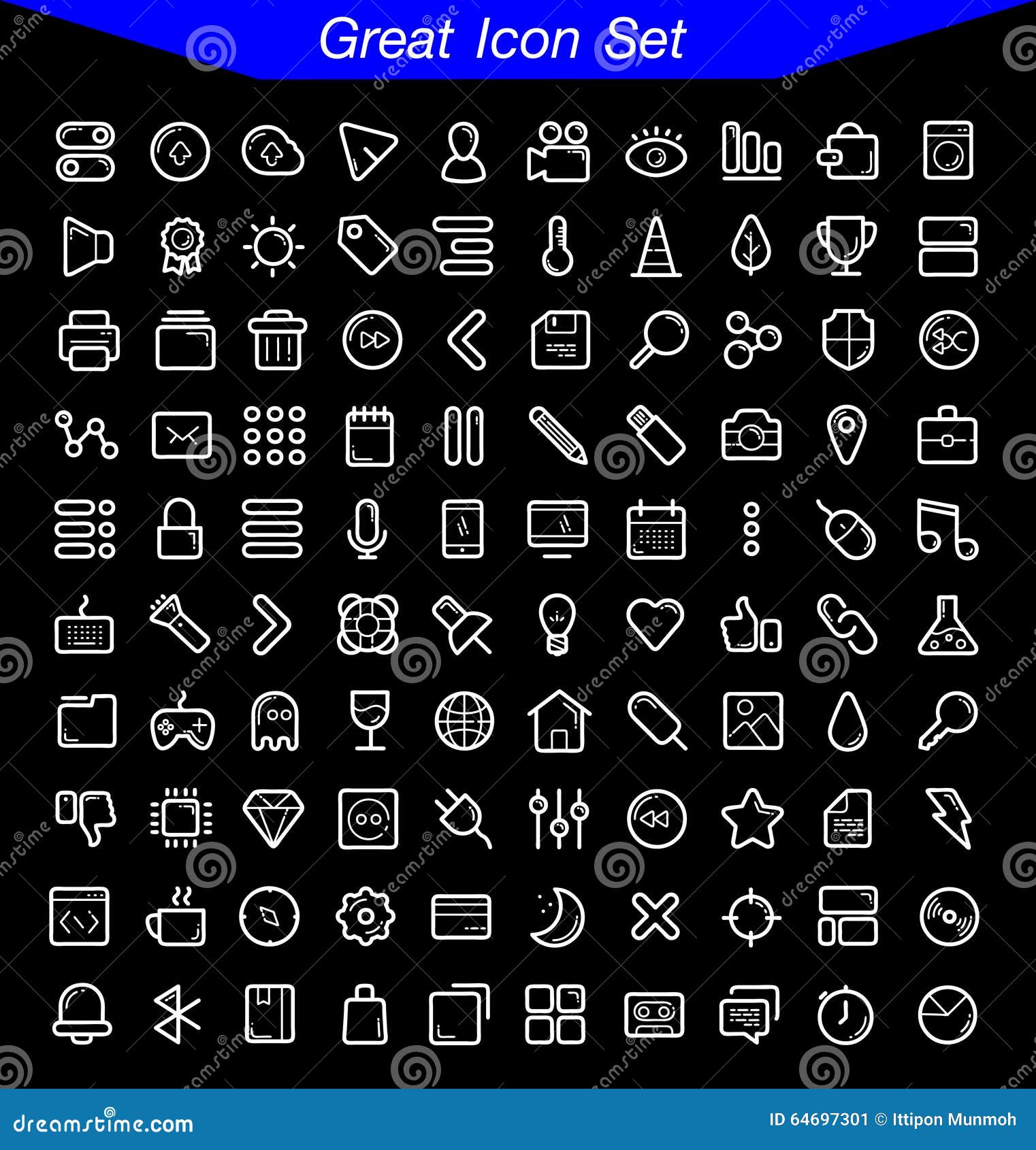 Great Icon Set stock illustration. Illustration of button 64697301