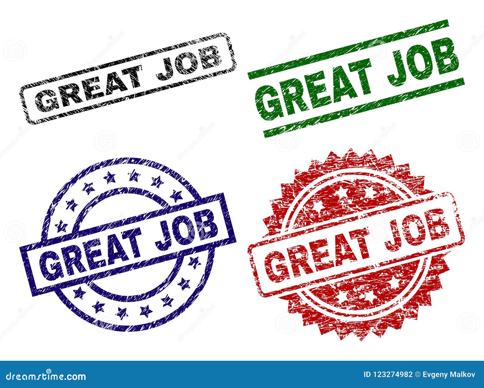 Scratched Textured Great Job Stamp Seals Stock Vector Illustration Of