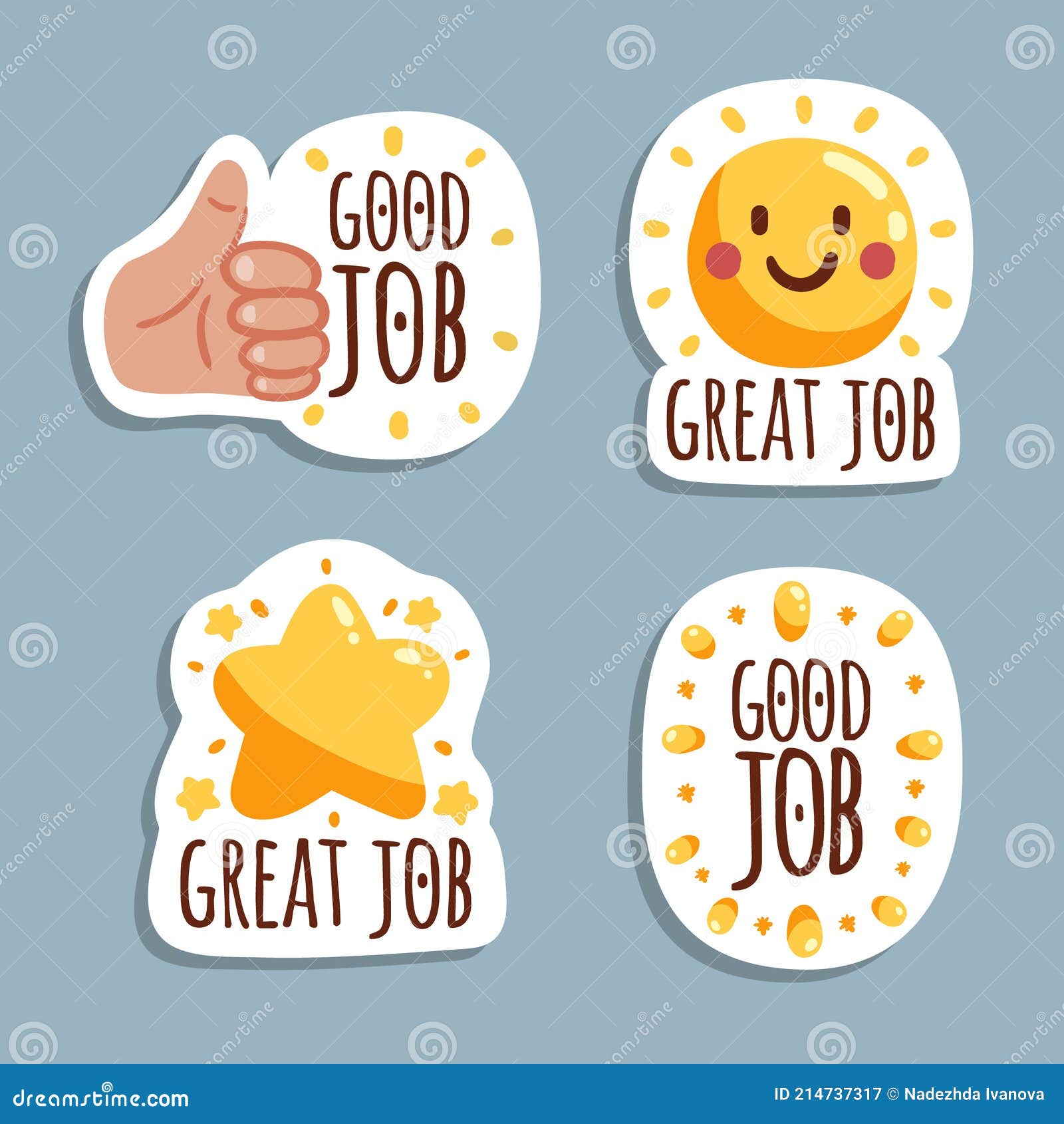 Great job stickers pack Vector illustration.