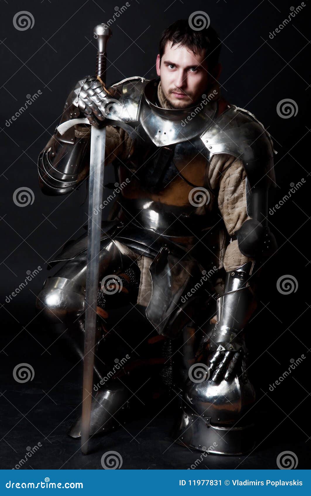 Great Knight Holding His Sword And Helmet Stock Image - Image of male