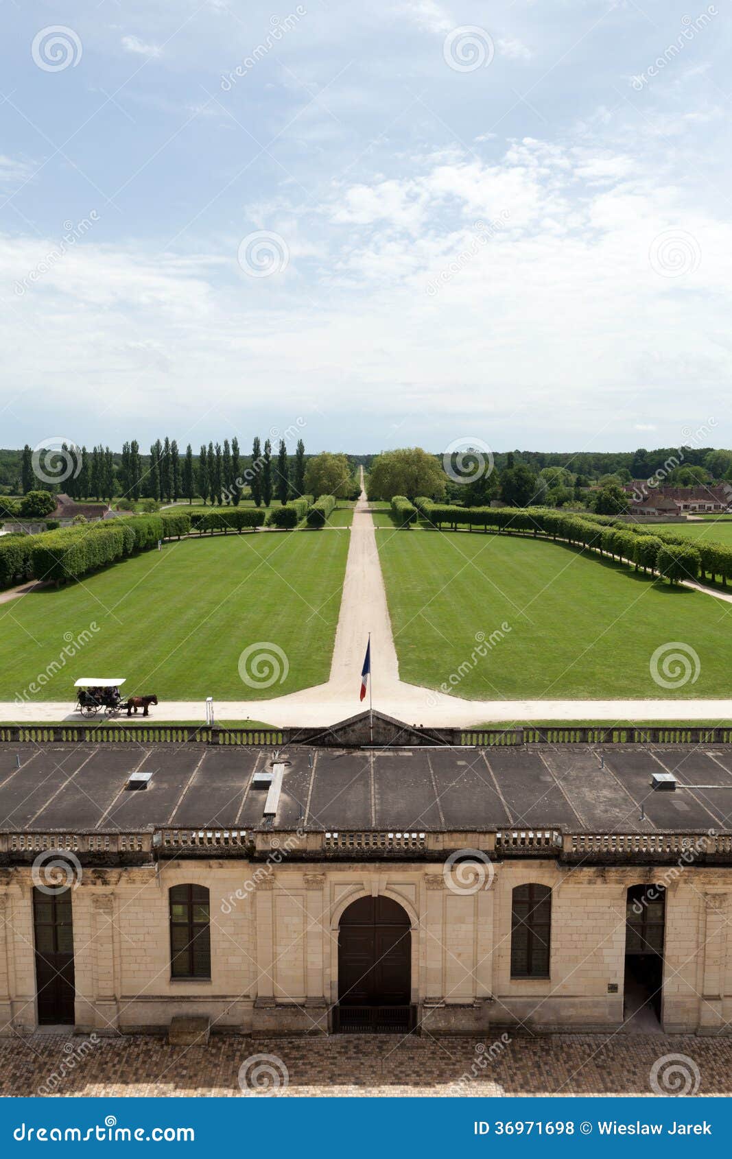 The Great Meadow and the Park Around the Castle Chambord Stock Photo