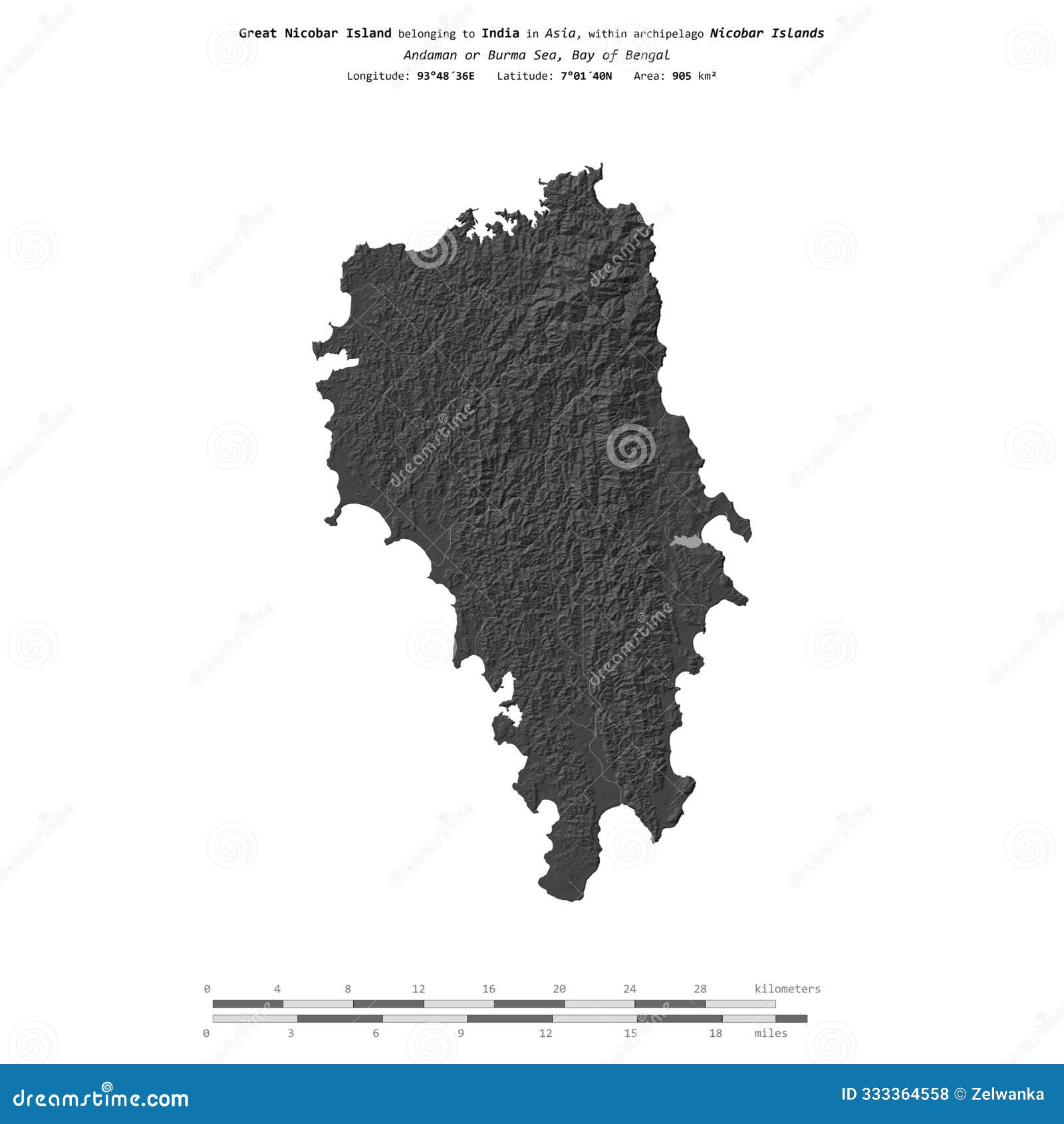 great nicobar island. india.  on white. bilevel