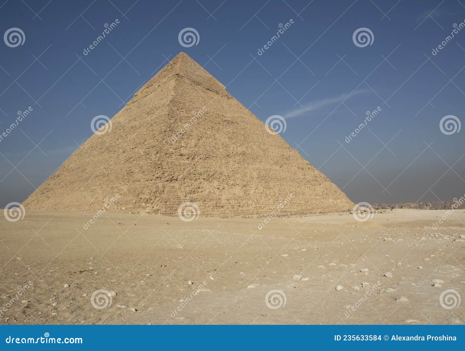 The Great Pyramid of Giza, Egypt, Stands between 2 Other Pyramids Stock