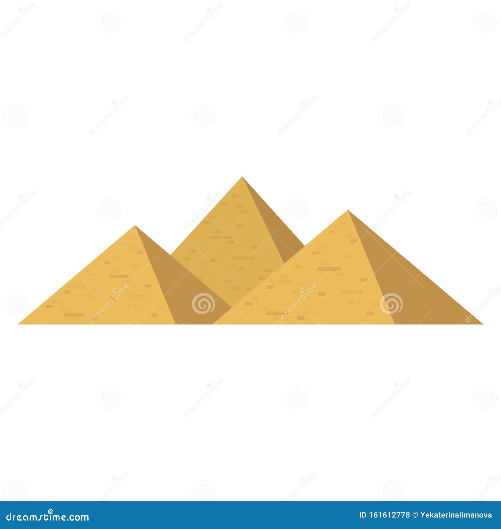 Two Great Pyramids Of Giza Under The Sun On Black Background. Cartoon ...