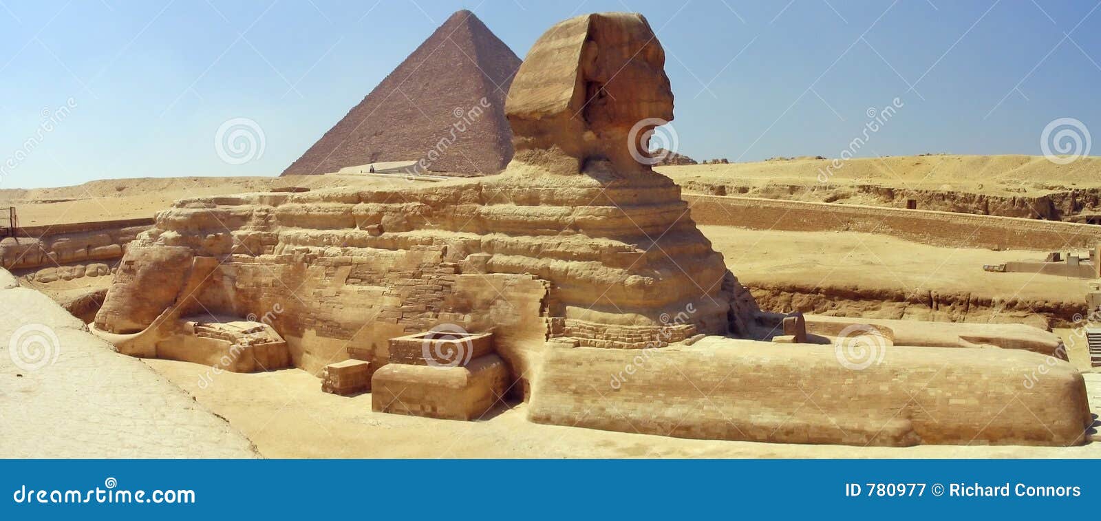 great sphinx, great pyramid. giza, egypt.