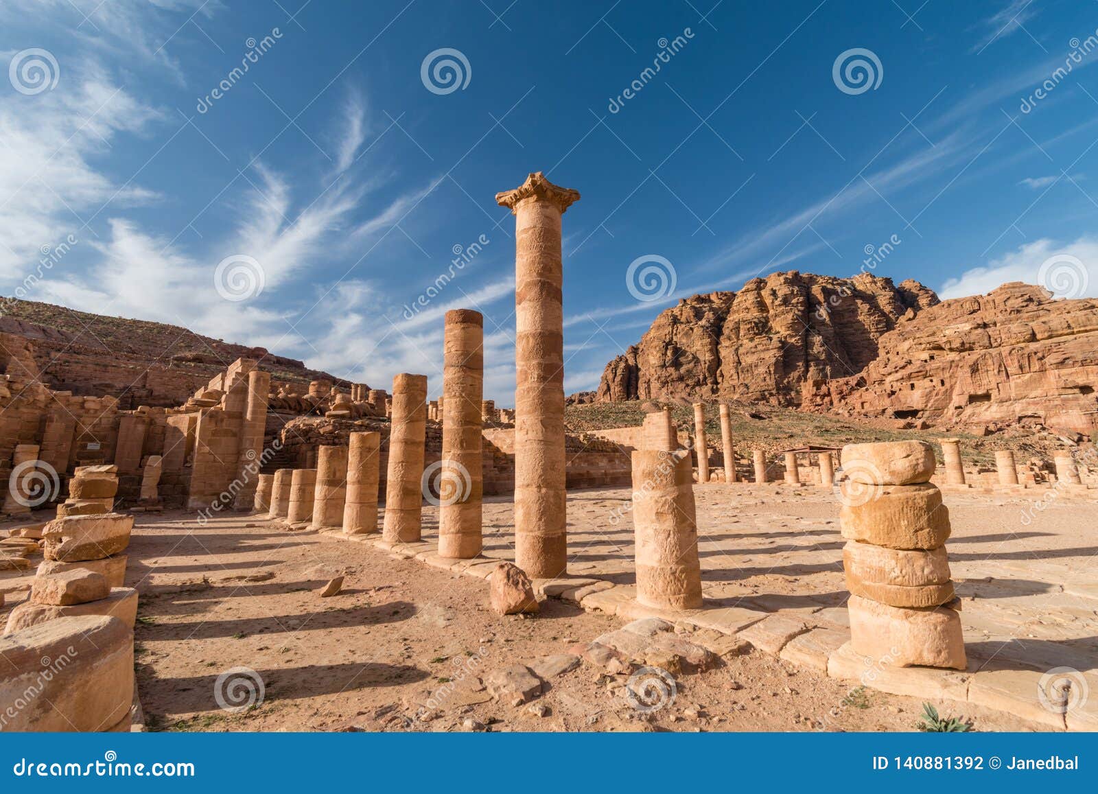 great temple columns in petra, wadi musa, jordan
