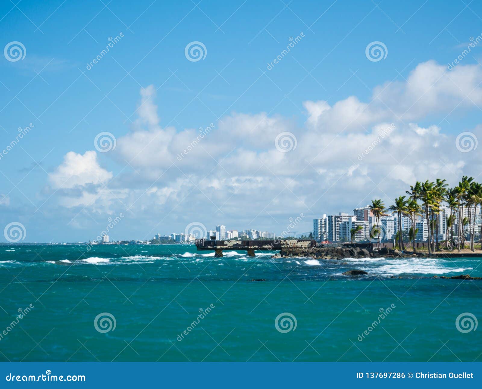 Great View Of The Sea On A Beautiful Windy Day At Condado Beach San Juan Puerto Rico Stock Photo Image Of Coast Island