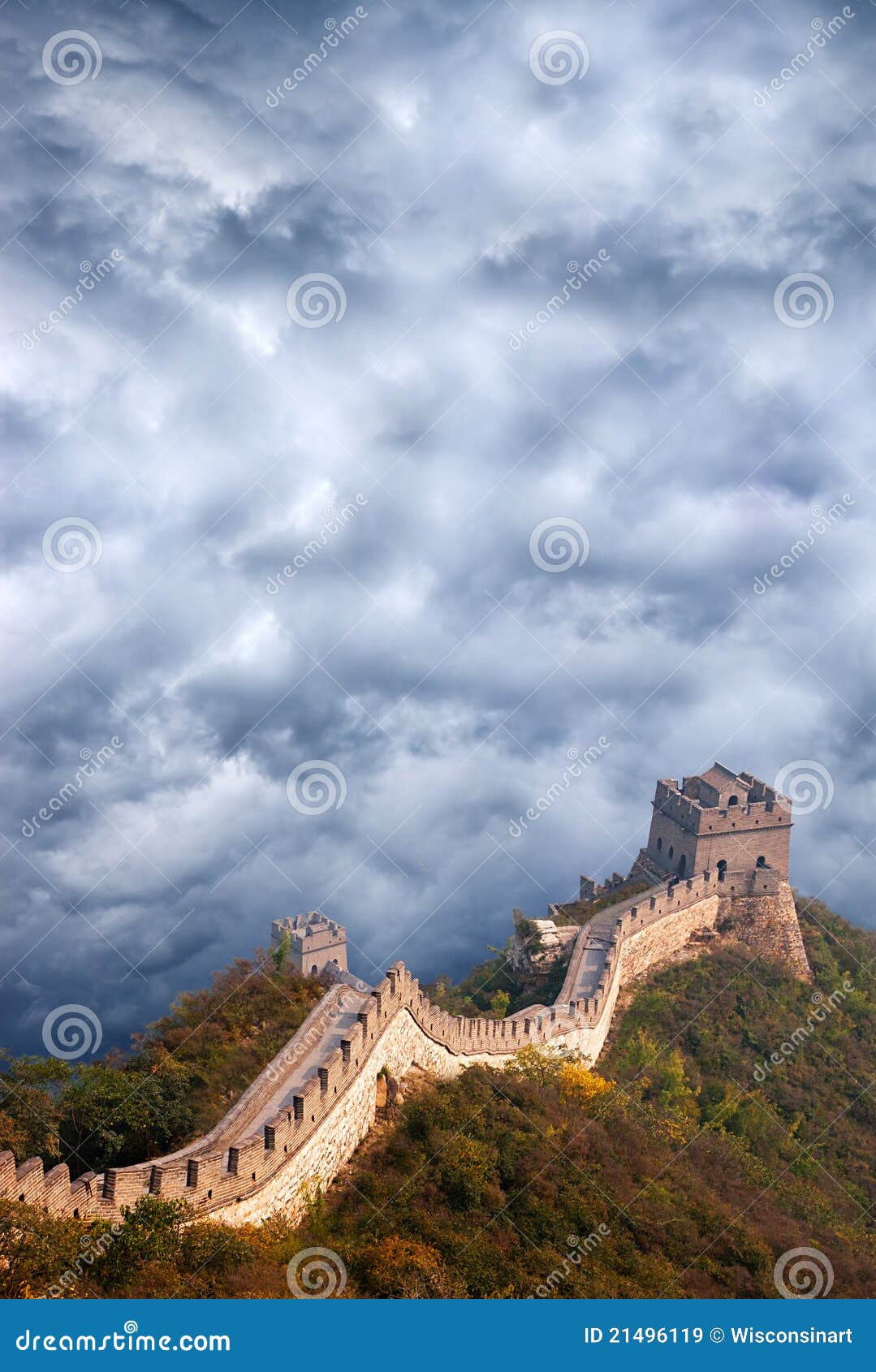 great wall of china travel, stormy sky clouds