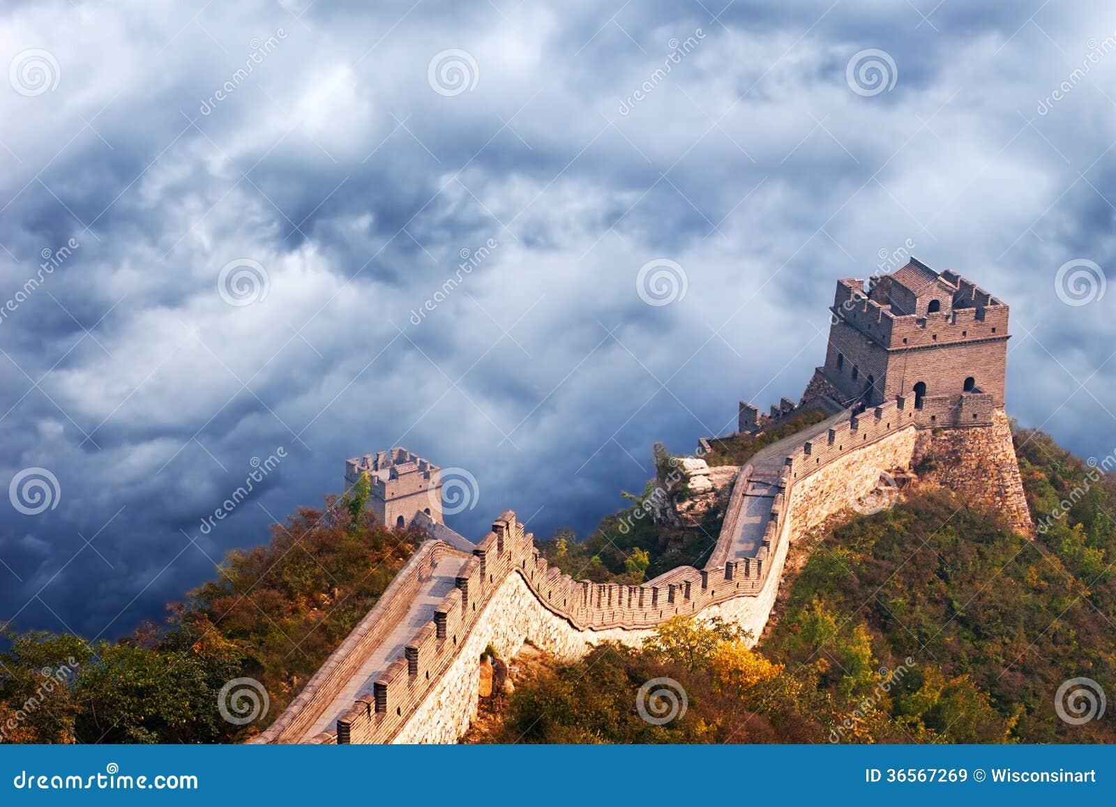 great wall of china travel, stormy sky clouds