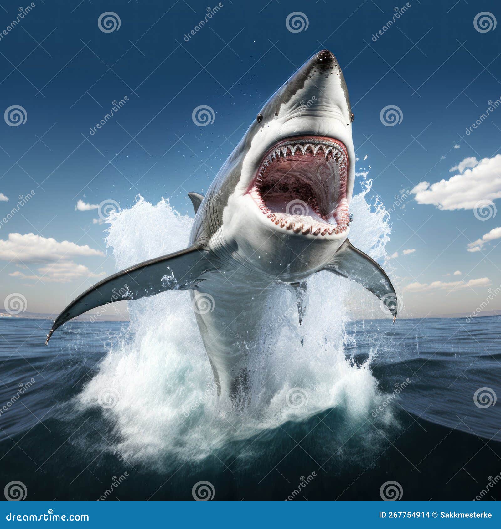 great white shark in the water