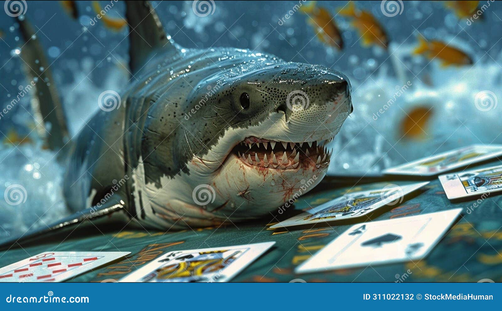 great white shark playing cards funny meme poker rummy cribbage