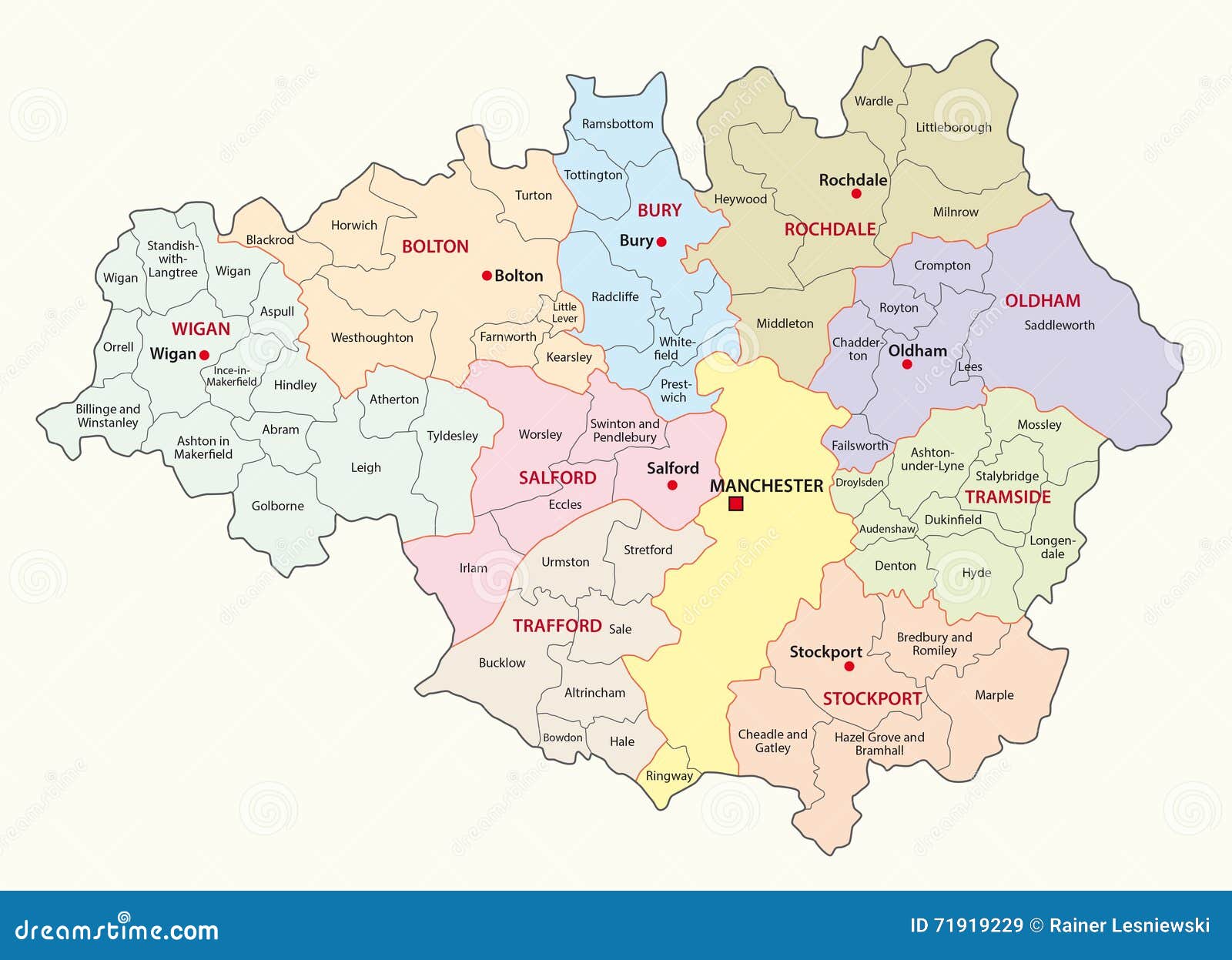 greater manchester county map