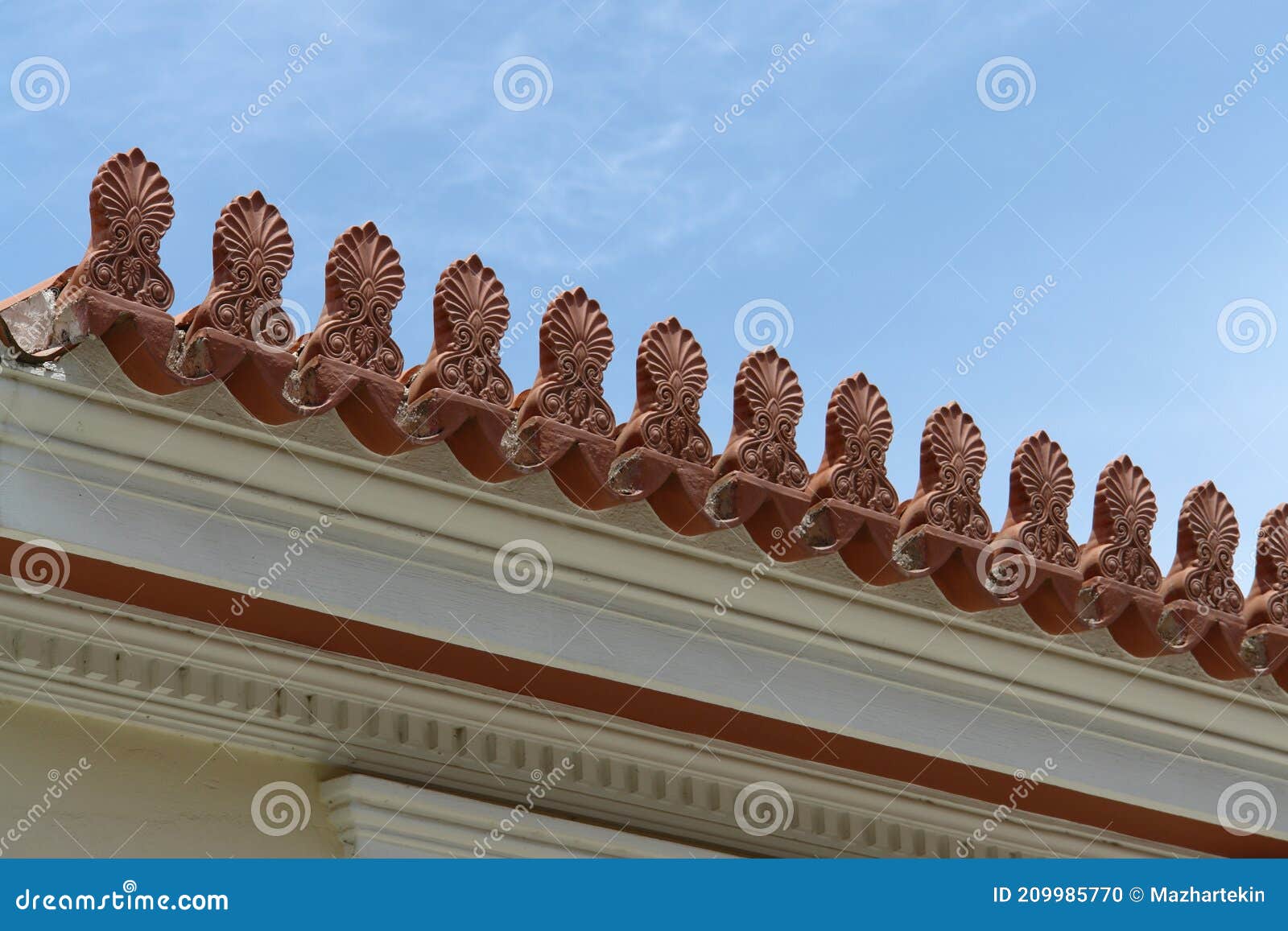 greece athens piraeus, roof edge of an old building, workmanship is great