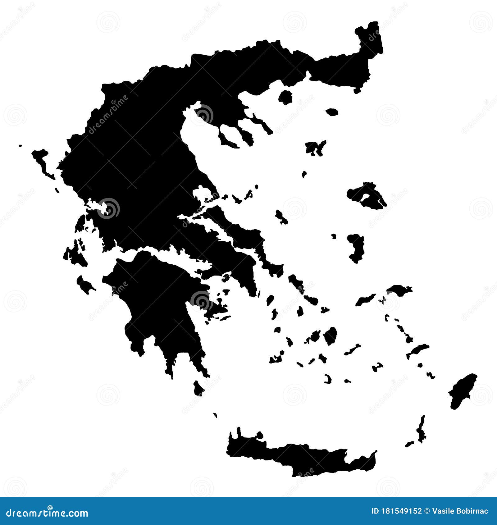 Greece Black Map. stock illustration. Illustration of boundary 181549152