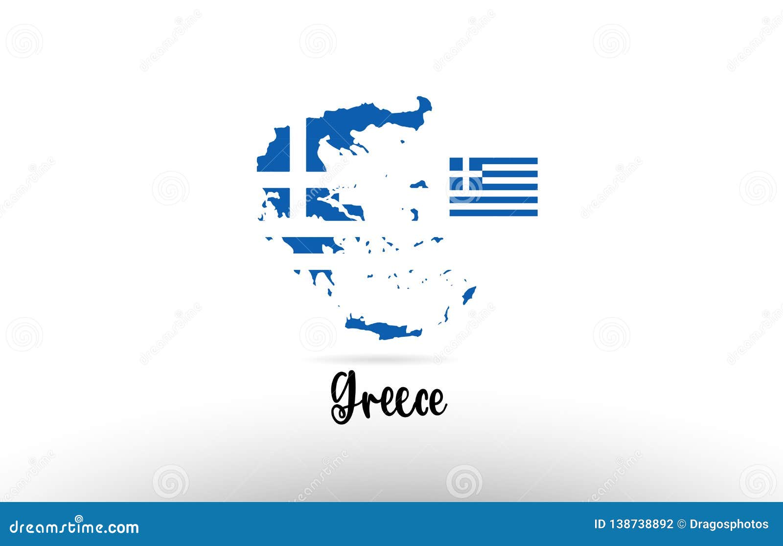 Greece Country Flag Inside Map Contour Design Icon Logo Stock Vector