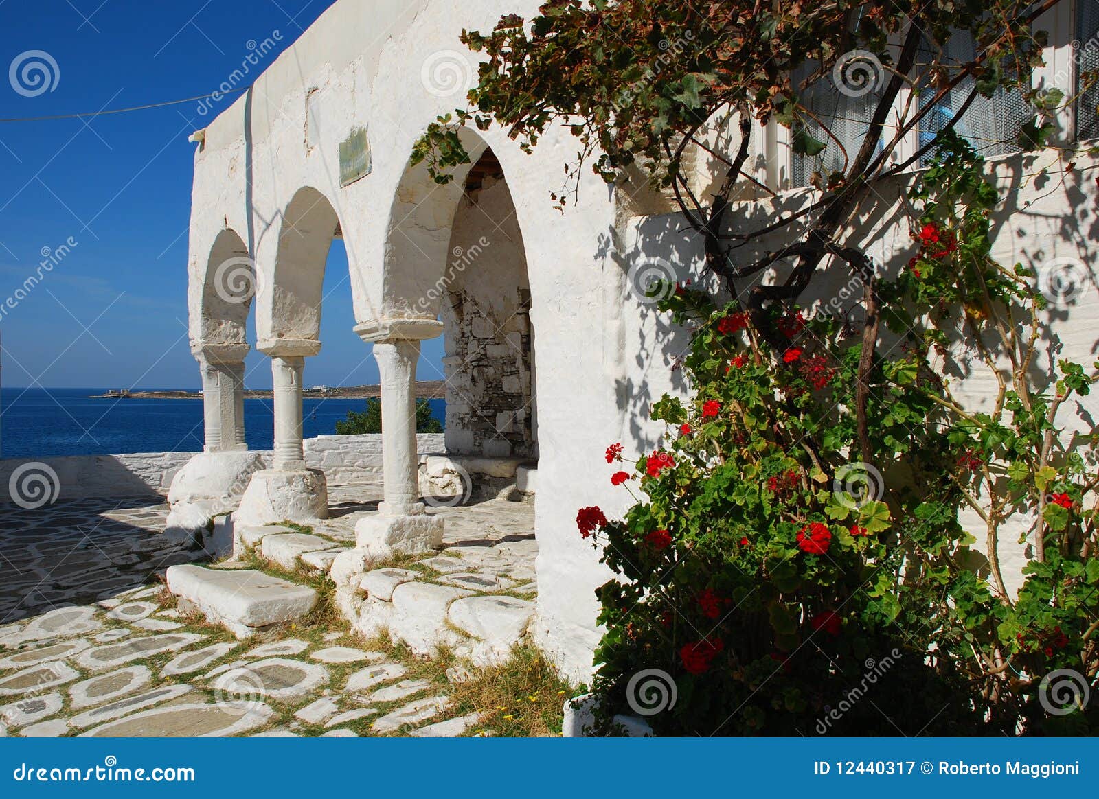 island of paros, arched passageway, greece.