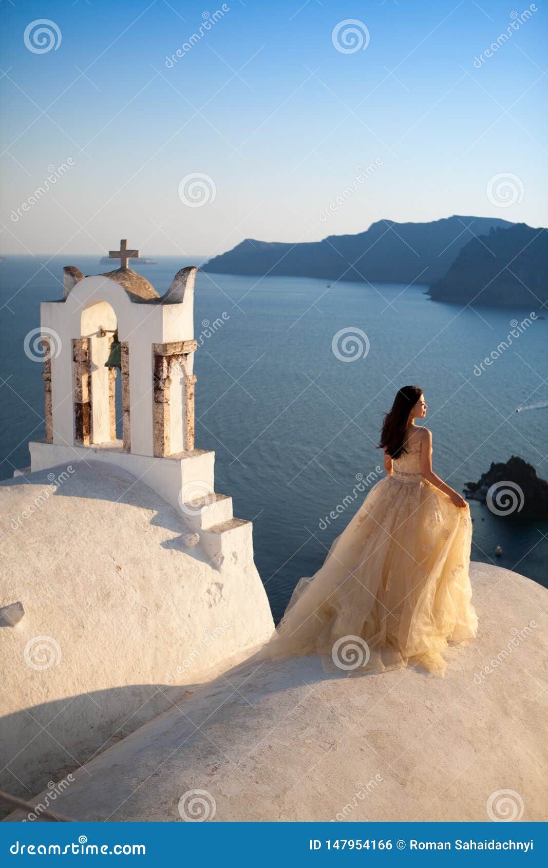 Greece, Santorini, Oia. September 16, 2014: a Couple of Newly Married