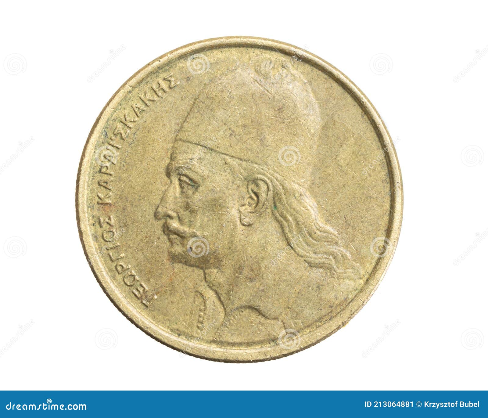 greece two drachmas coin on white  background