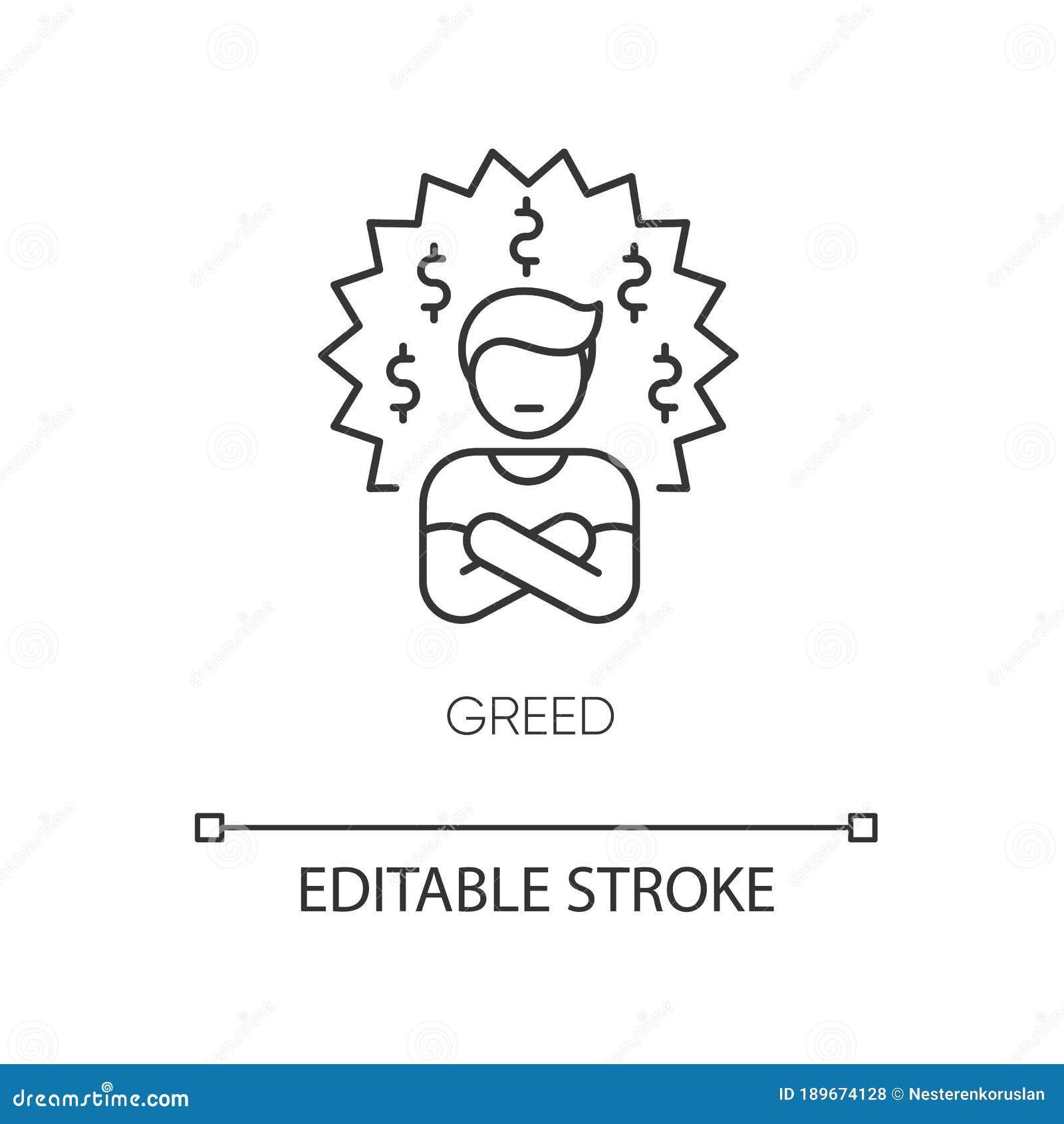 Download Greed Pixel Perfect Linear Icon Stock Vector ...