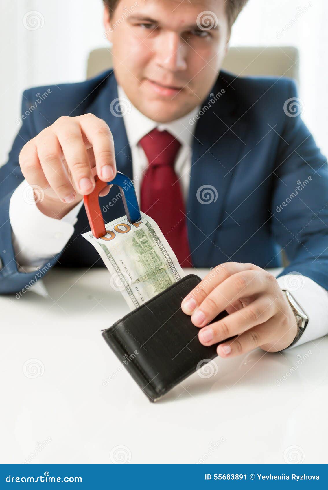 Greedy Businessman Pulling Money Out Wallet with Use of Stock Image Image of dollar