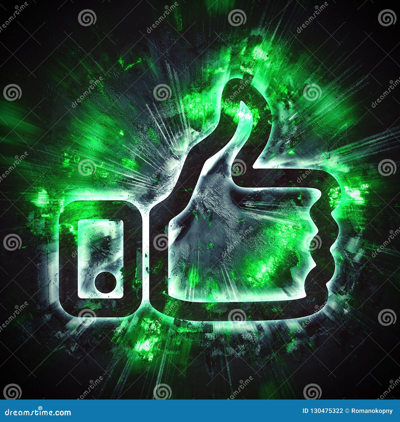 greeen thumb up sign with exploding s